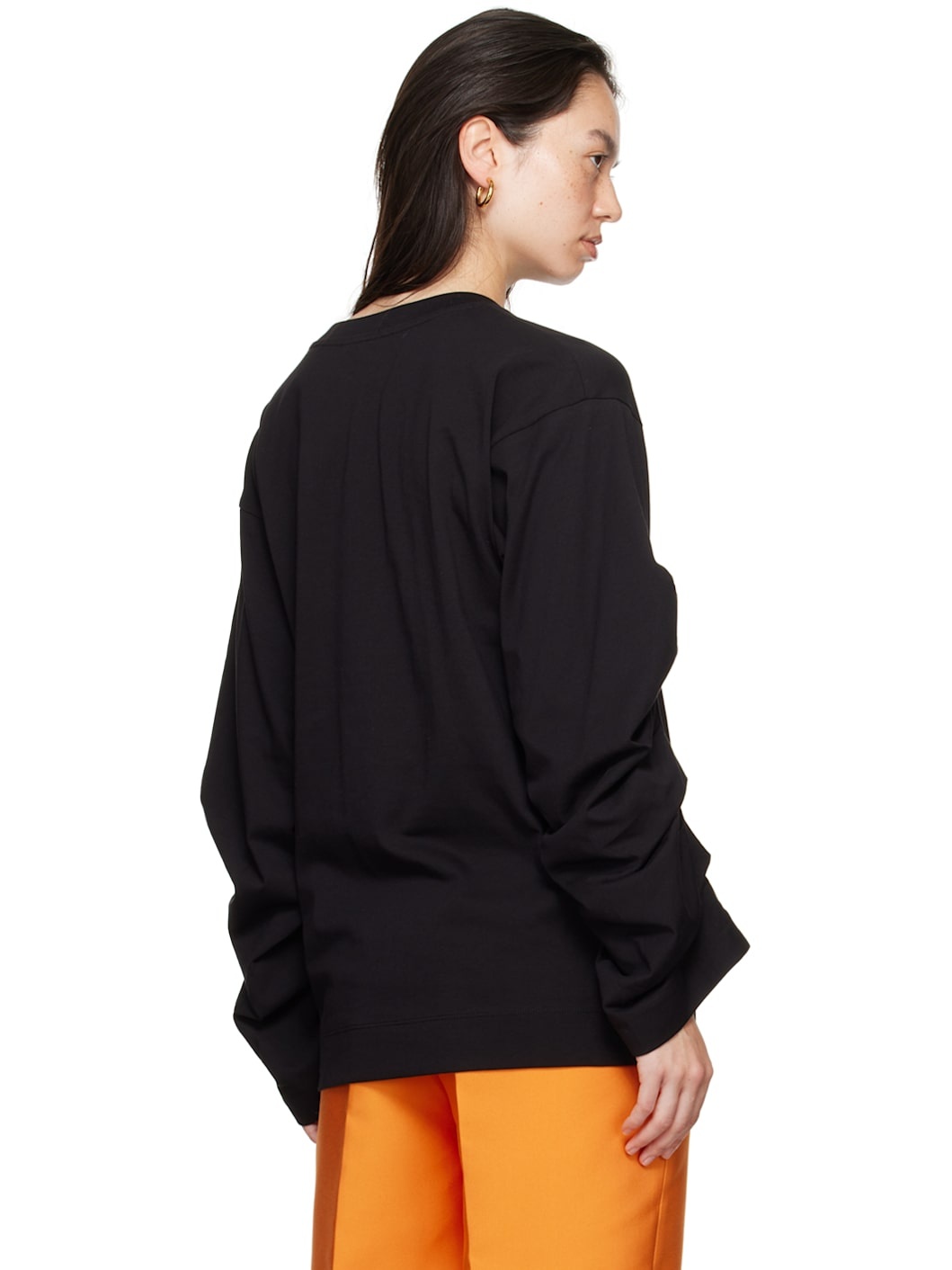 Black Pleated Sleeves T-Shirt - 3