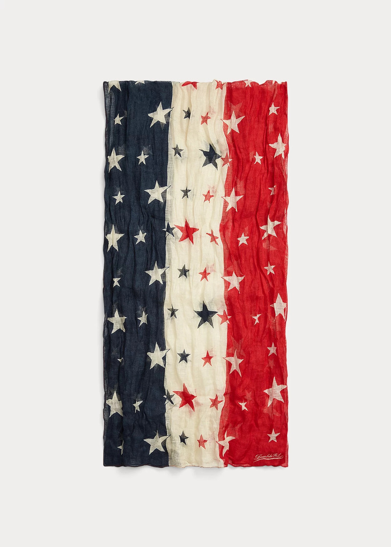 Star-Print Linen Scarf 3
