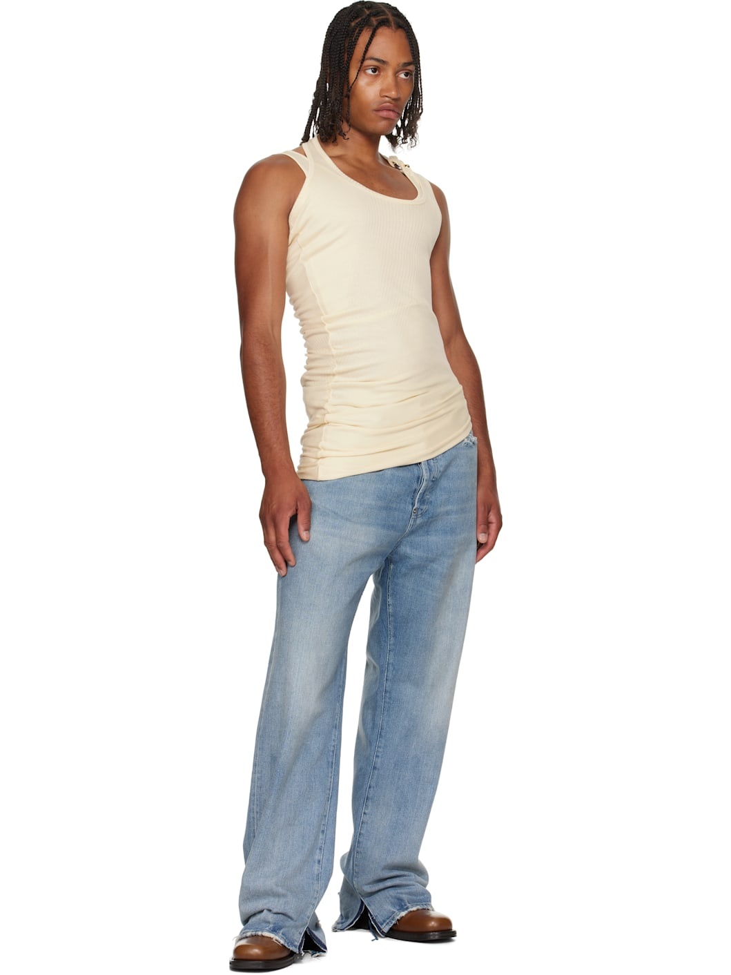 Jean Paul Gaultier Off-White 'Gaultier' Piercing Tank Top