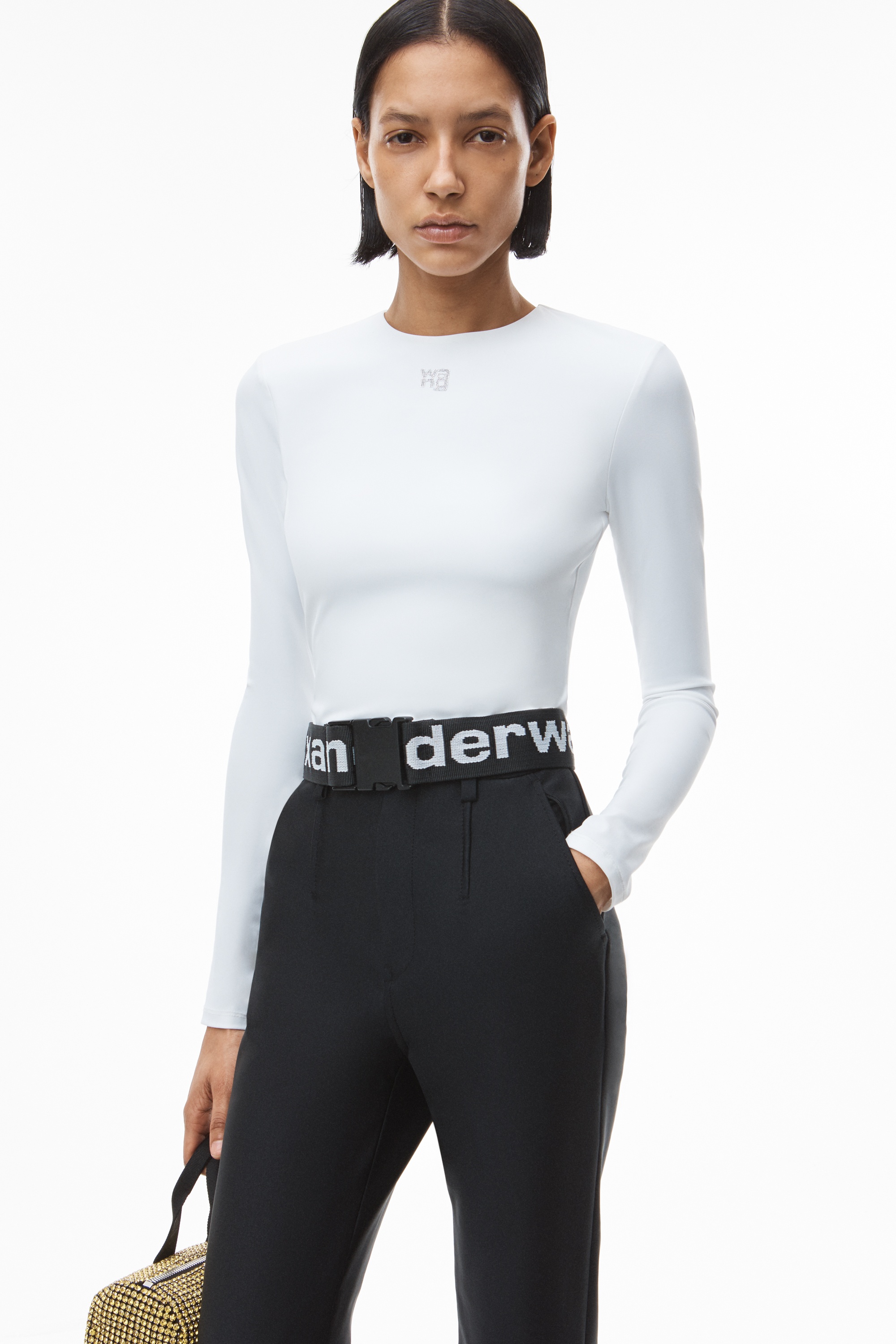 CRYSTAL LOGO BODYSUIT IN SCULPTED JERSEY - 5