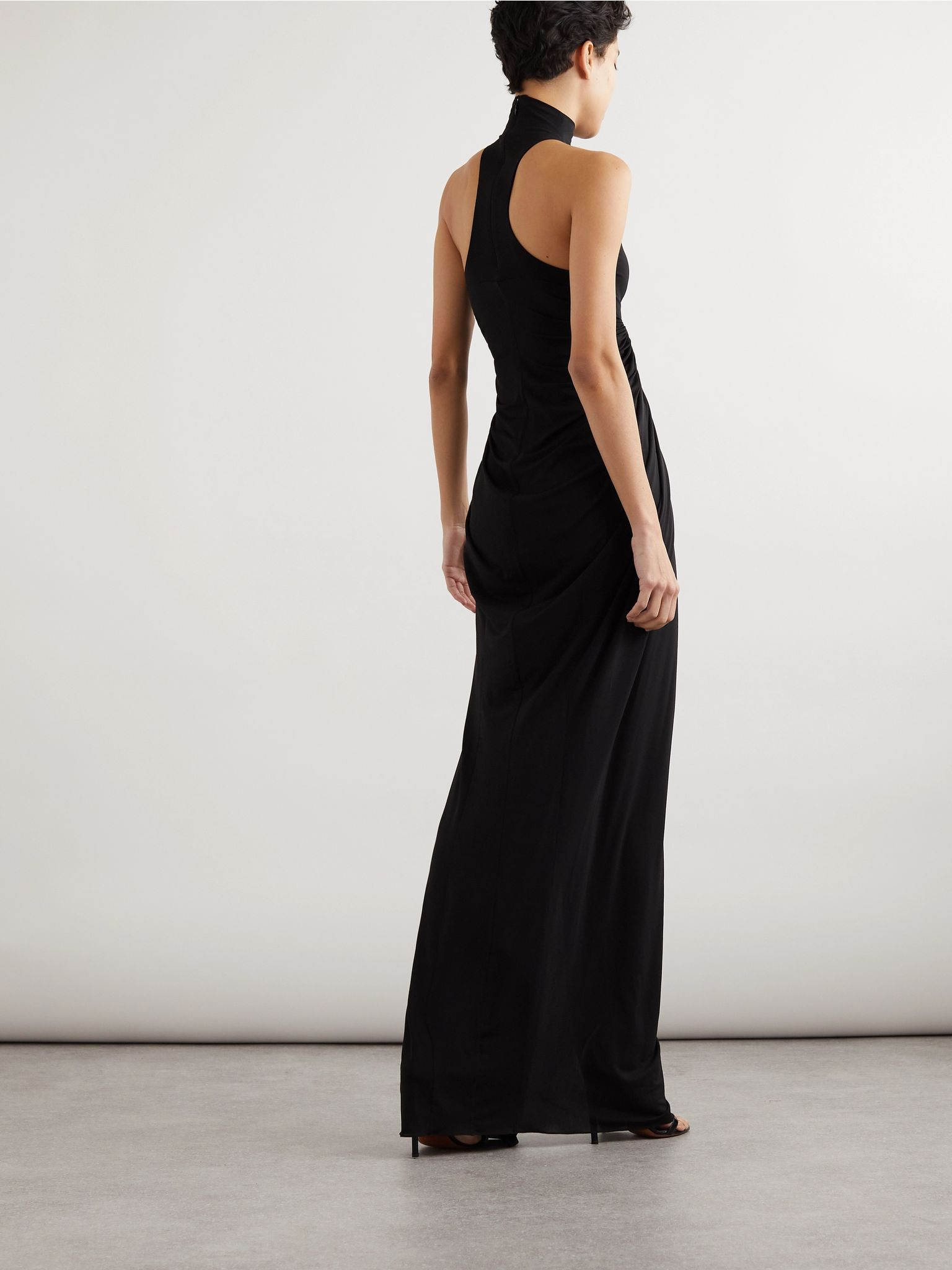 Jersey halterneck maxi dress Black - 3