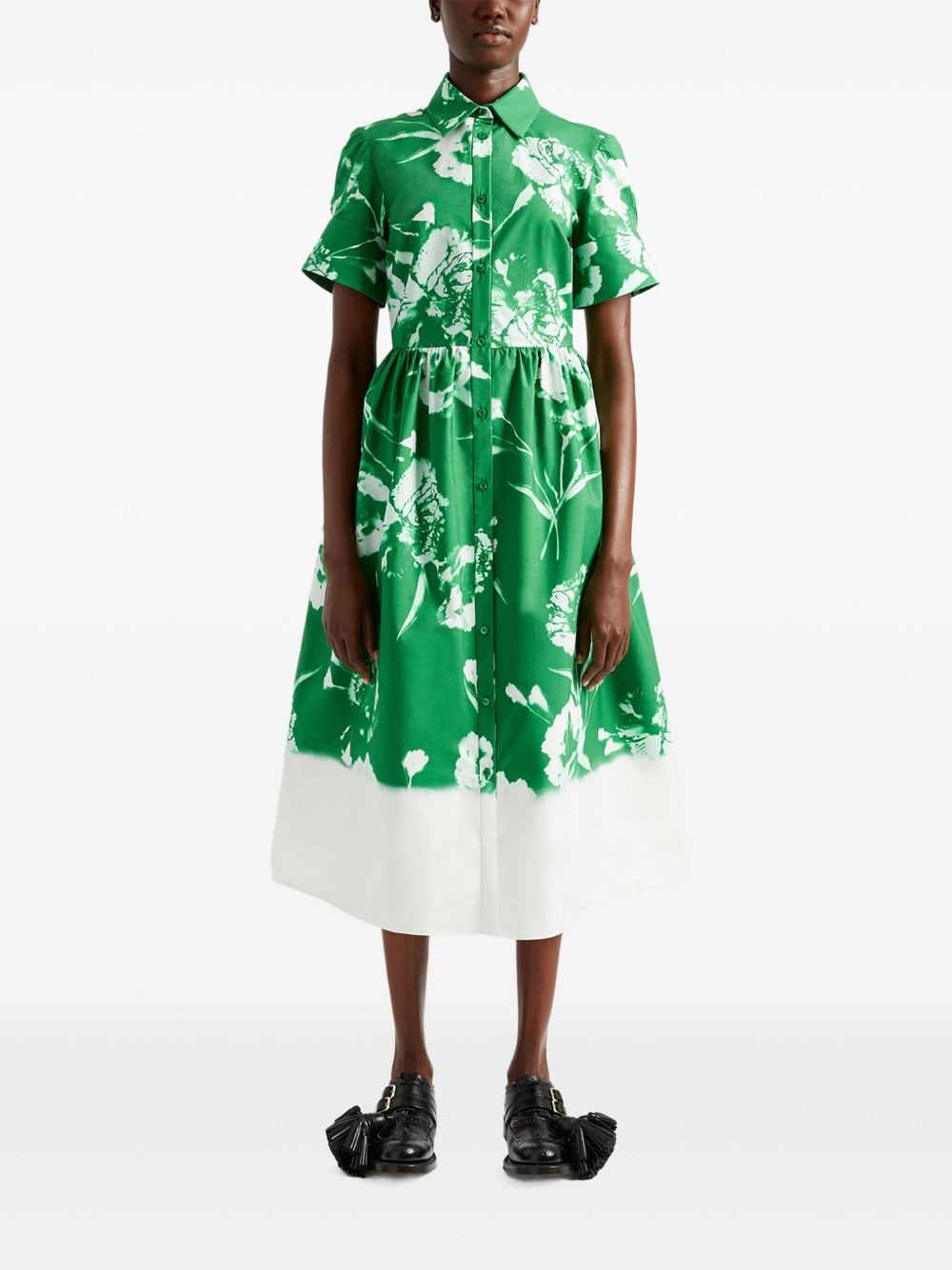 floral-print shirt dress - 3