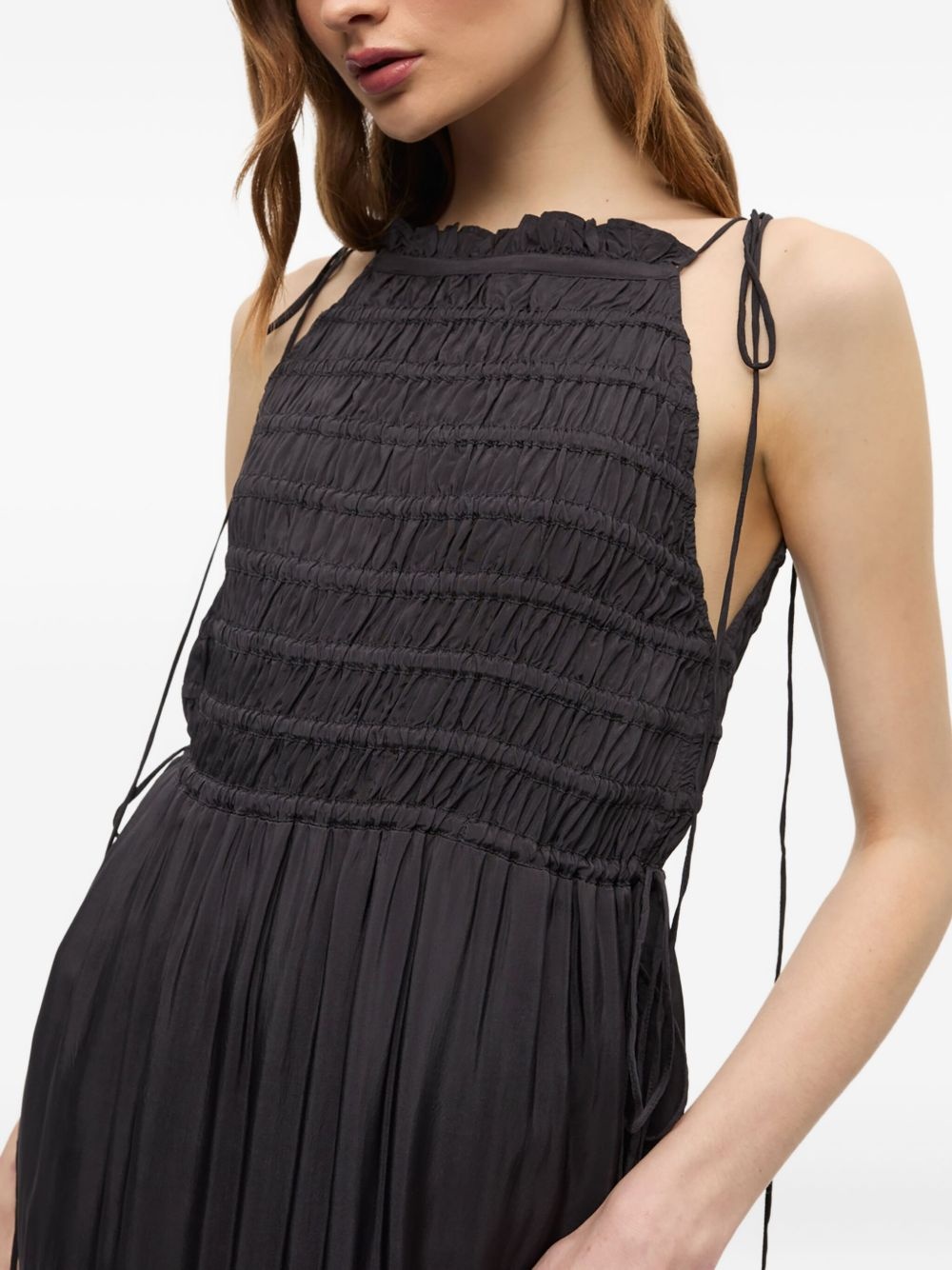 tie-strap smocked maxi dress - 4