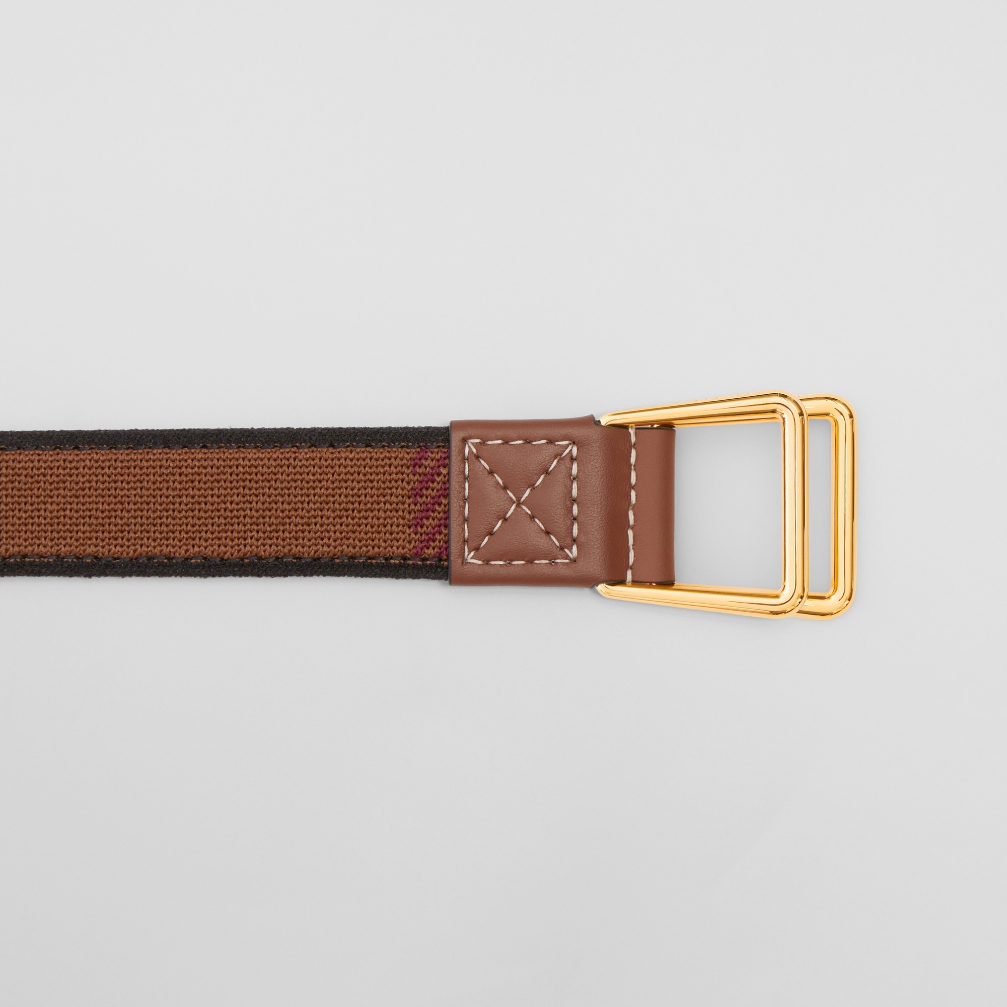 Exaggerated Check and Leather Belt - 2