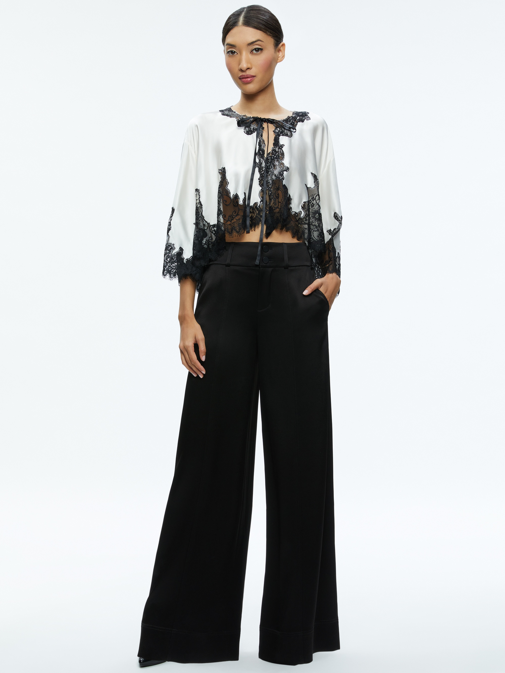 LOREE LACE TIE FRONT CROPPED JACKET - 6