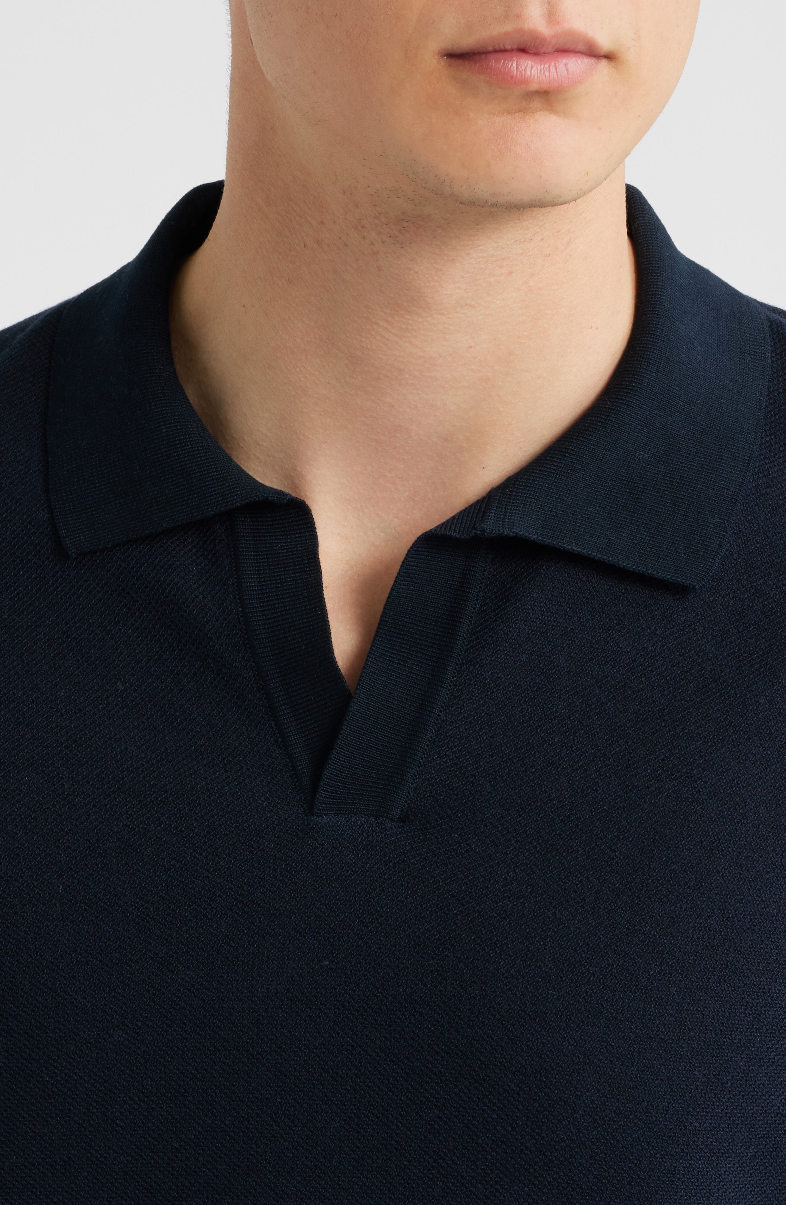 BOSS Jianluca Johnny Collar Polo in Dark Blue at Nordstrom - 4