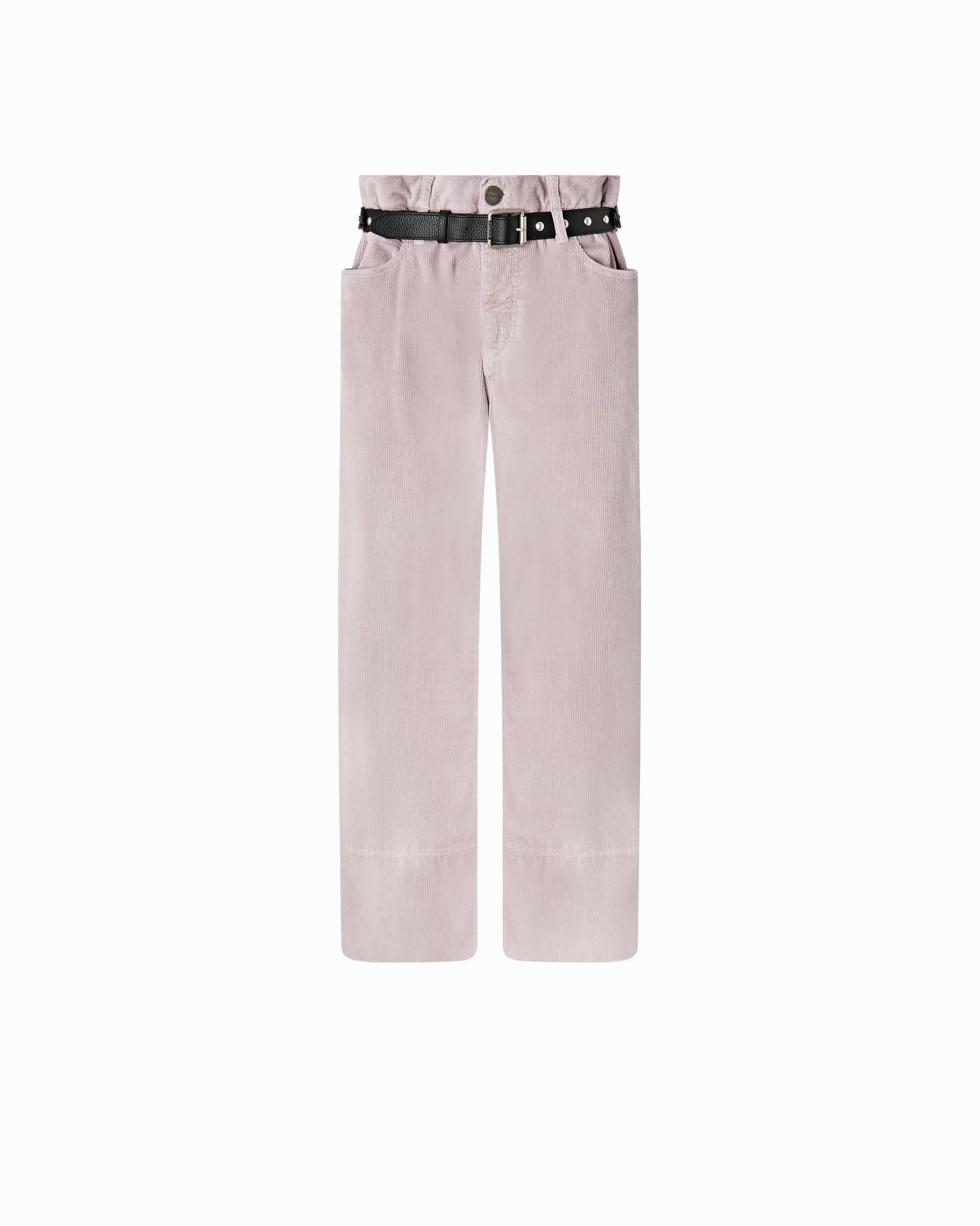 CROPPED VELVET TROUSERS WITH LEATHER BELT - 1