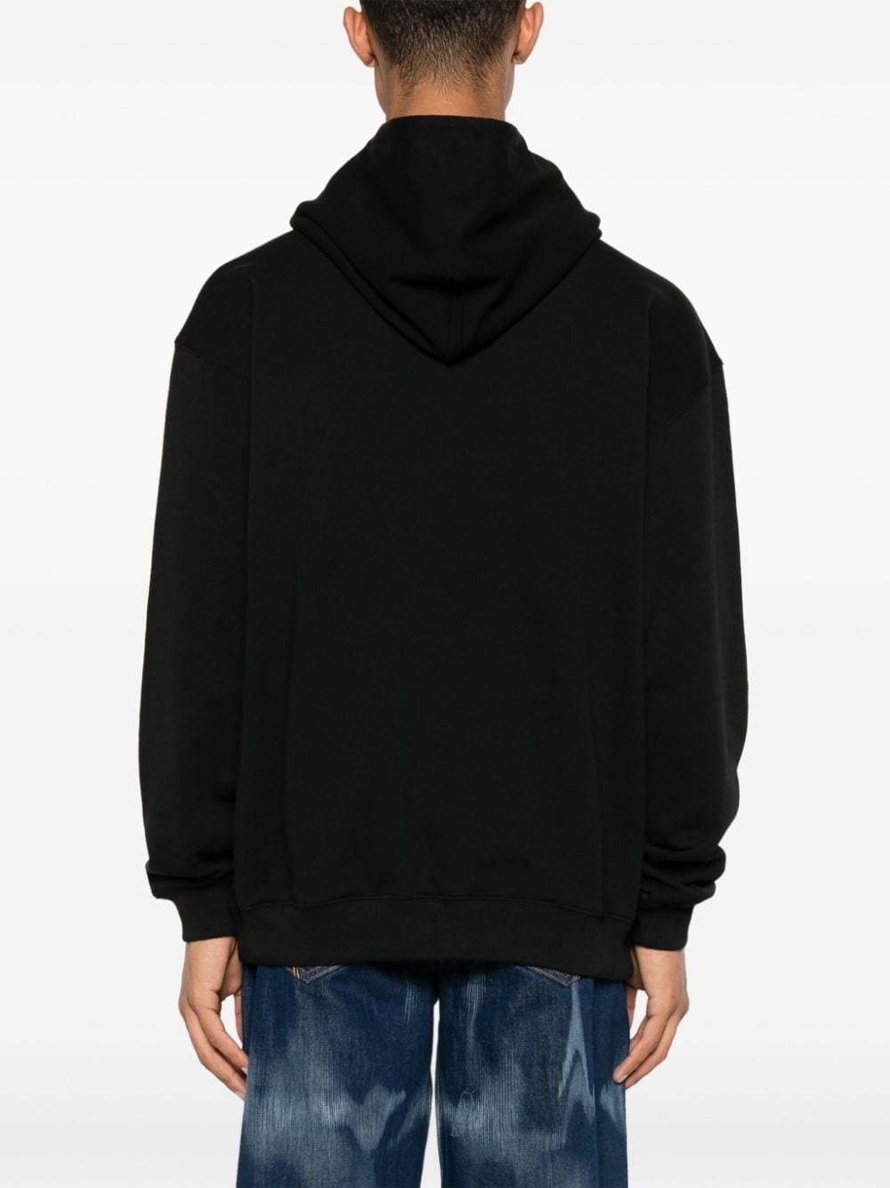 logo-print cotton hoodie - 4