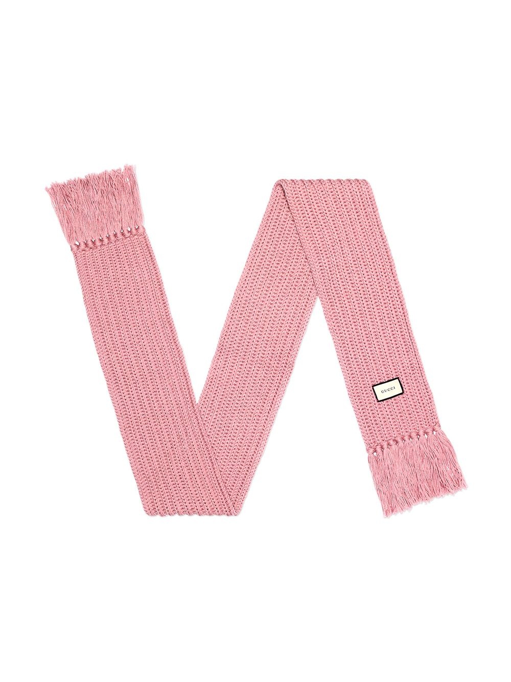 logo patch knitted wool scarf - 3