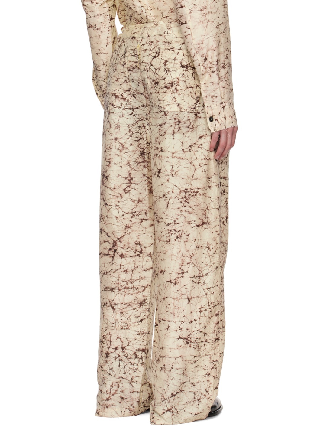 Beige Printed Trousers - 3