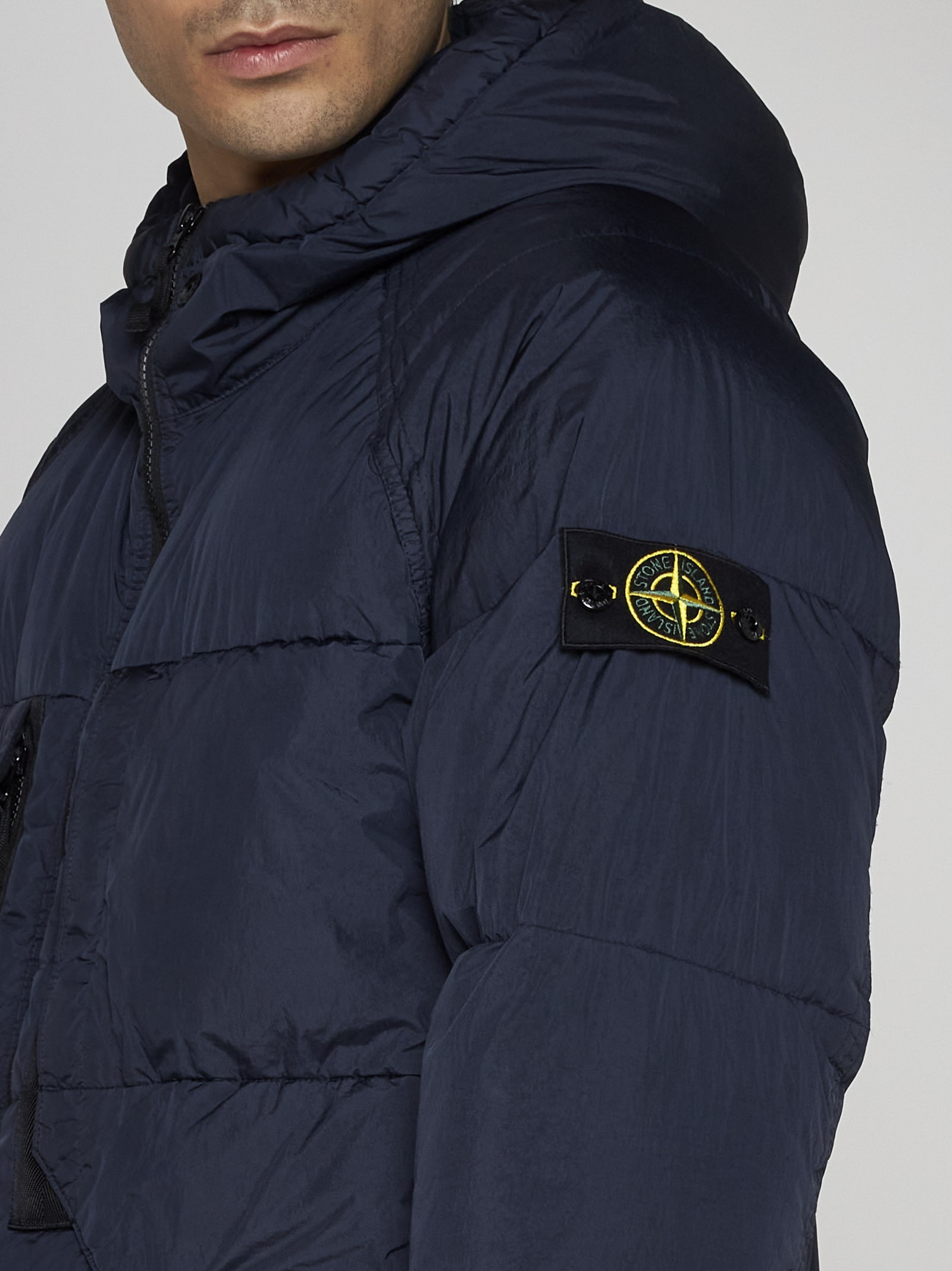 Stone Island Hooded quilted nylon down jacket | REVERSIBLE