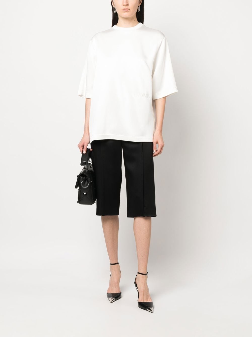 embroidered-logo satin T-shirt - 2