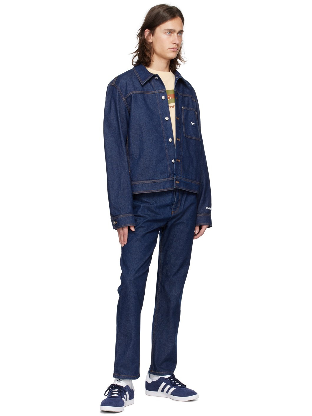 Indigo Embroidered Jeans - 4