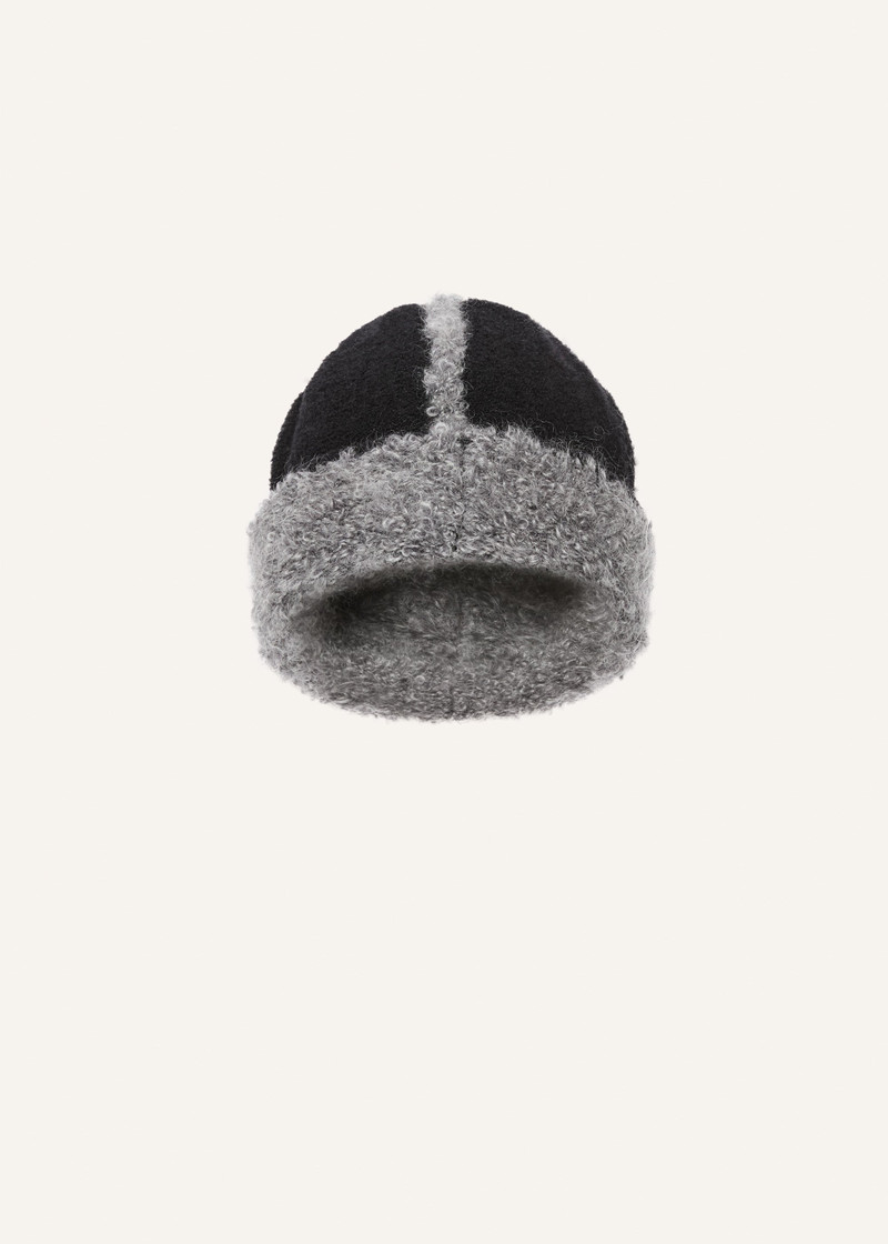 Wool and mohair shearling hat in black 1
