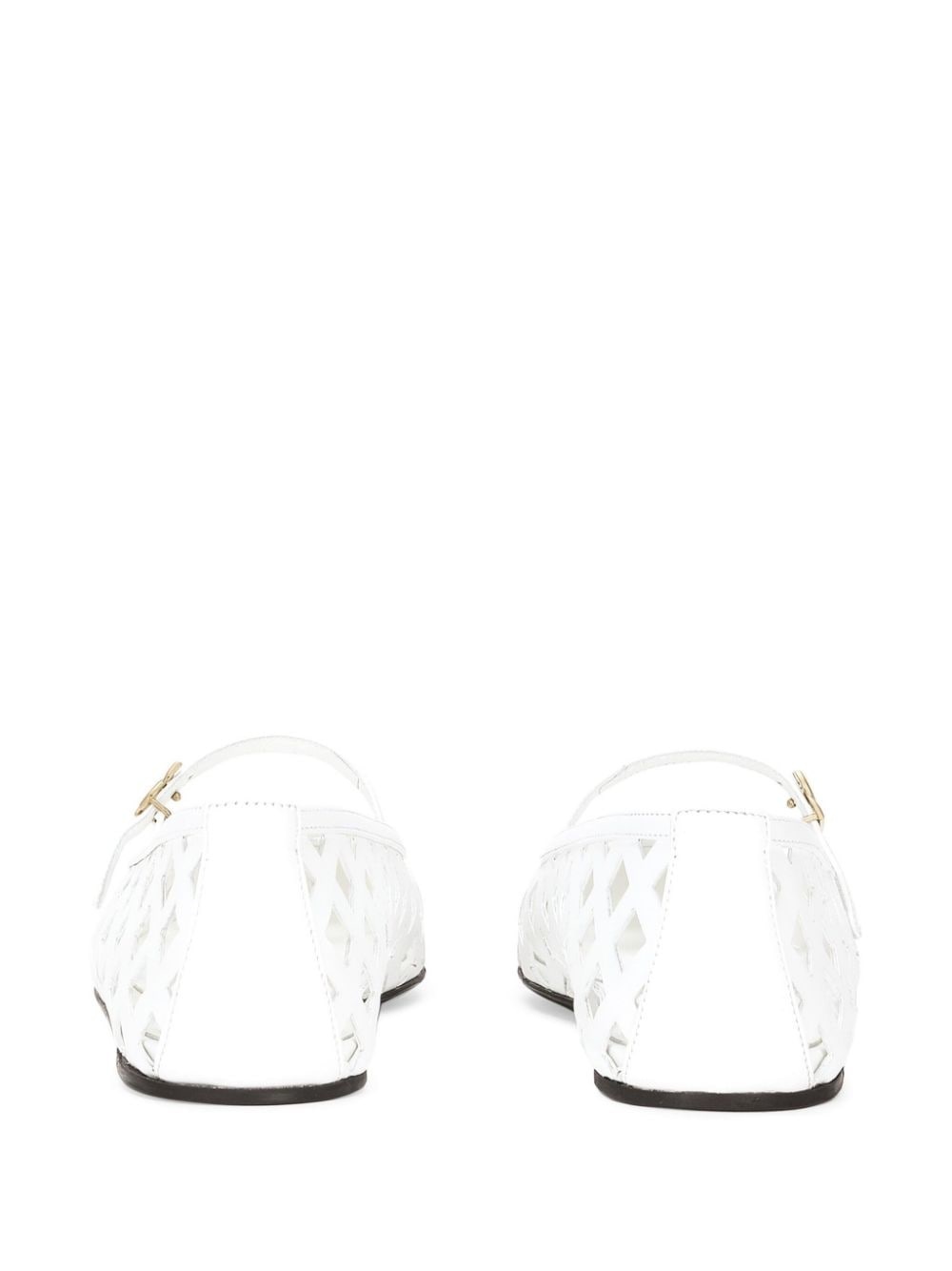 perforated leather ballerina shoes - 3