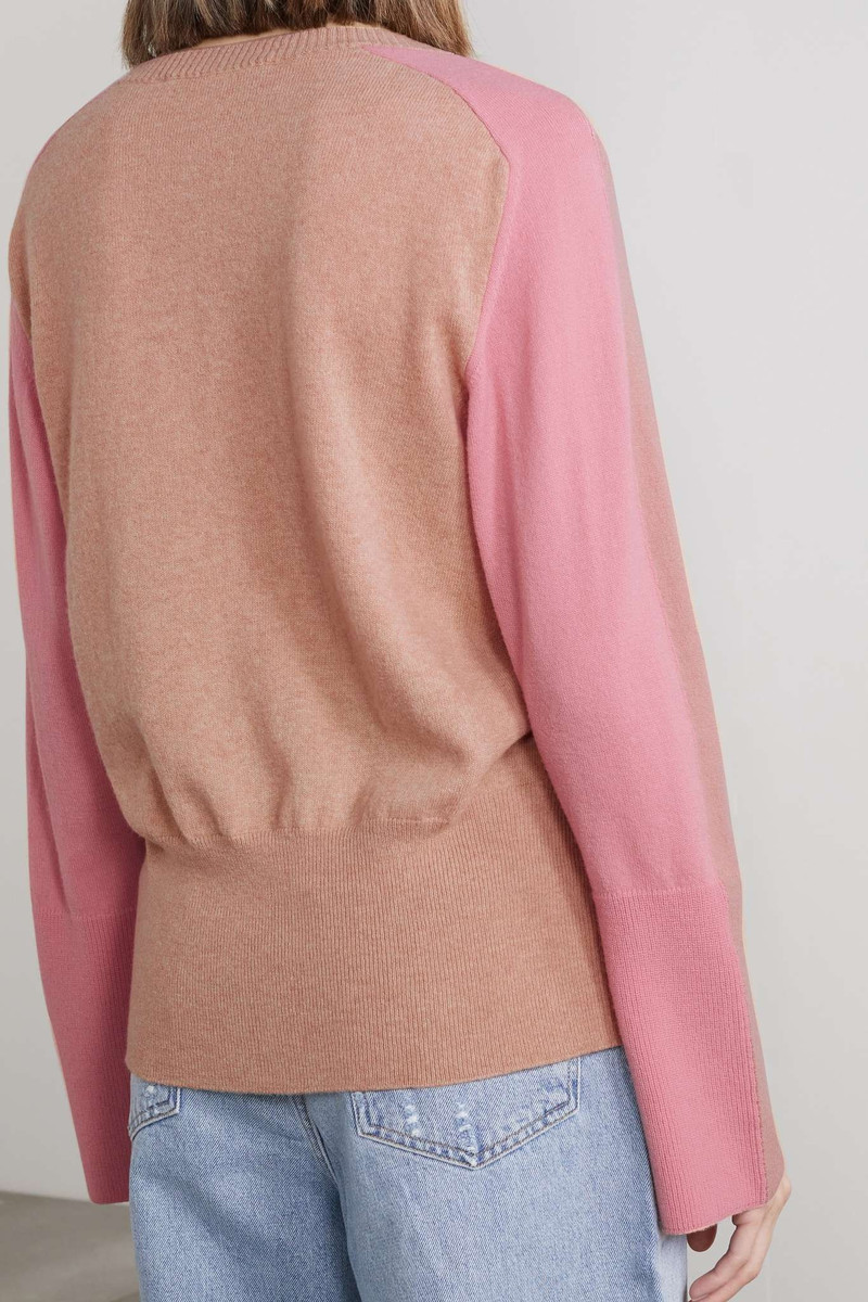 Jacquard-trimmed color-block wool cardigan 3