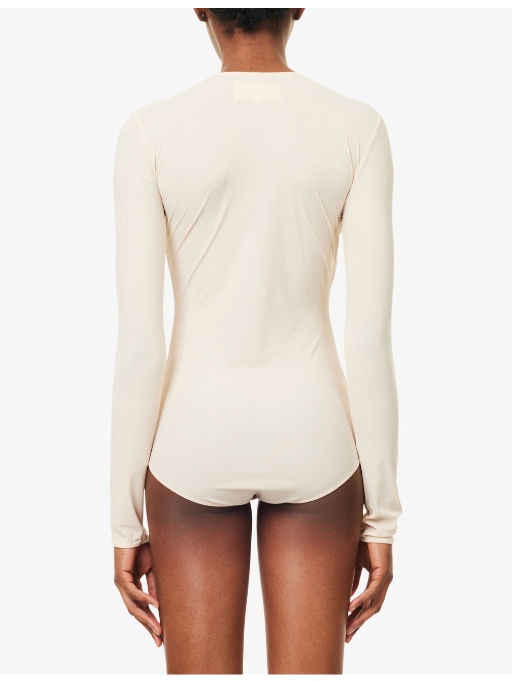 Round-Neck Long-Sleeves Woven Bodysuit - 4
