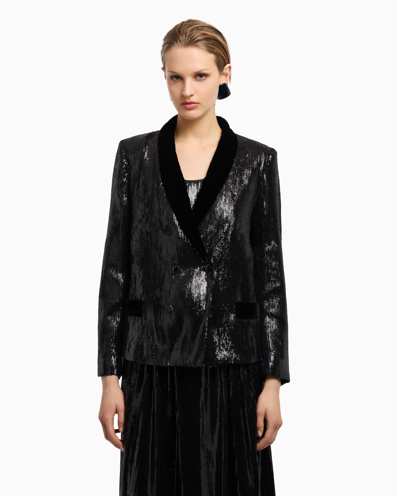 DOUBLE-BREASTED BLAZER WITH ALL-OVER SEQUINS - 4