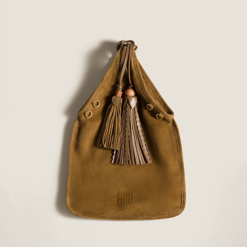 Suede handbag with tassels 5