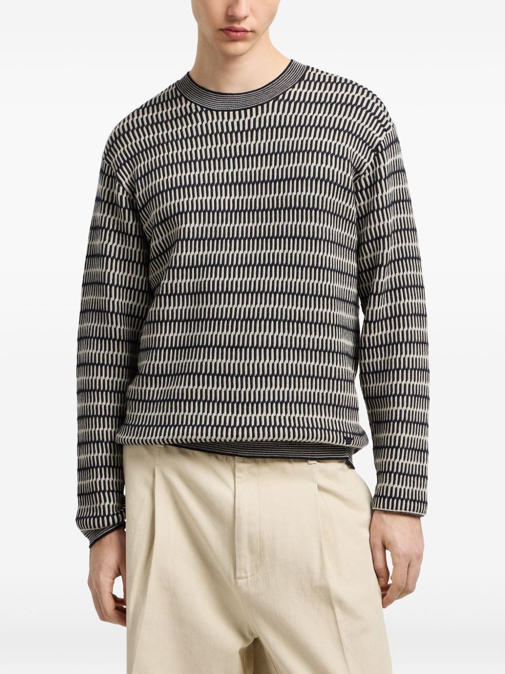 geometric-pattern wool sweater - 2