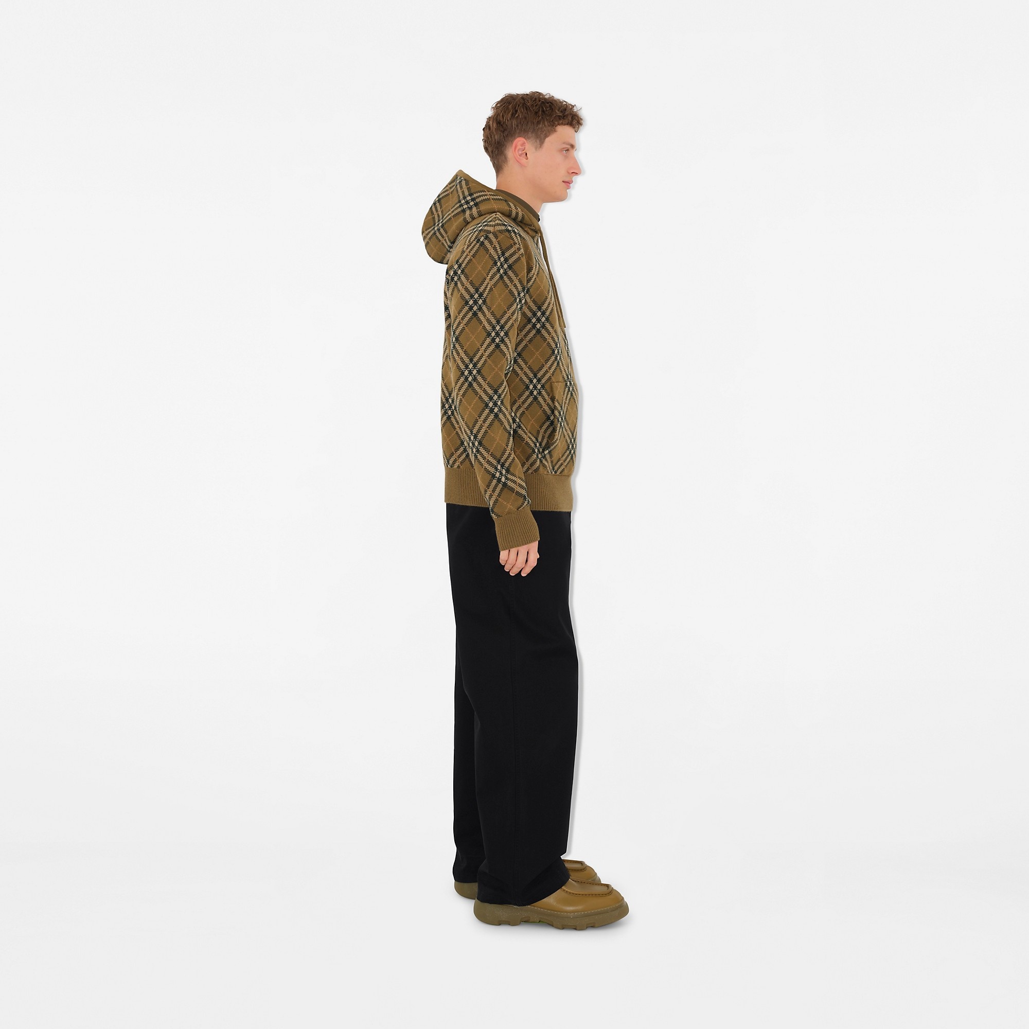 Check Wool Mohair Blend Hoodie - 3