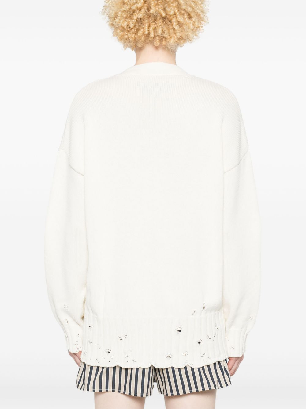 crochet-knit cotton jumper - 4
