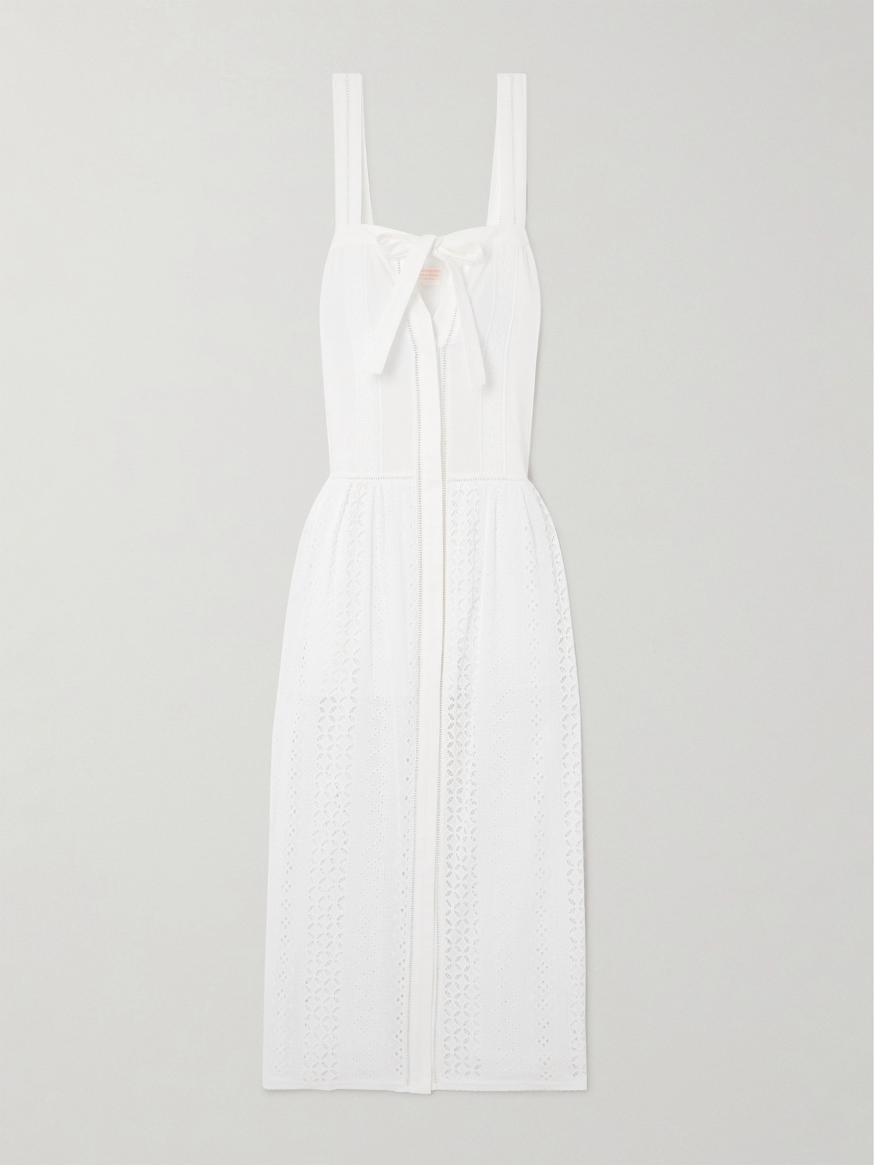 Cassiopea Bow-detailed Broderie Anglaise And Cotton-poplin Maxi Dress - 1