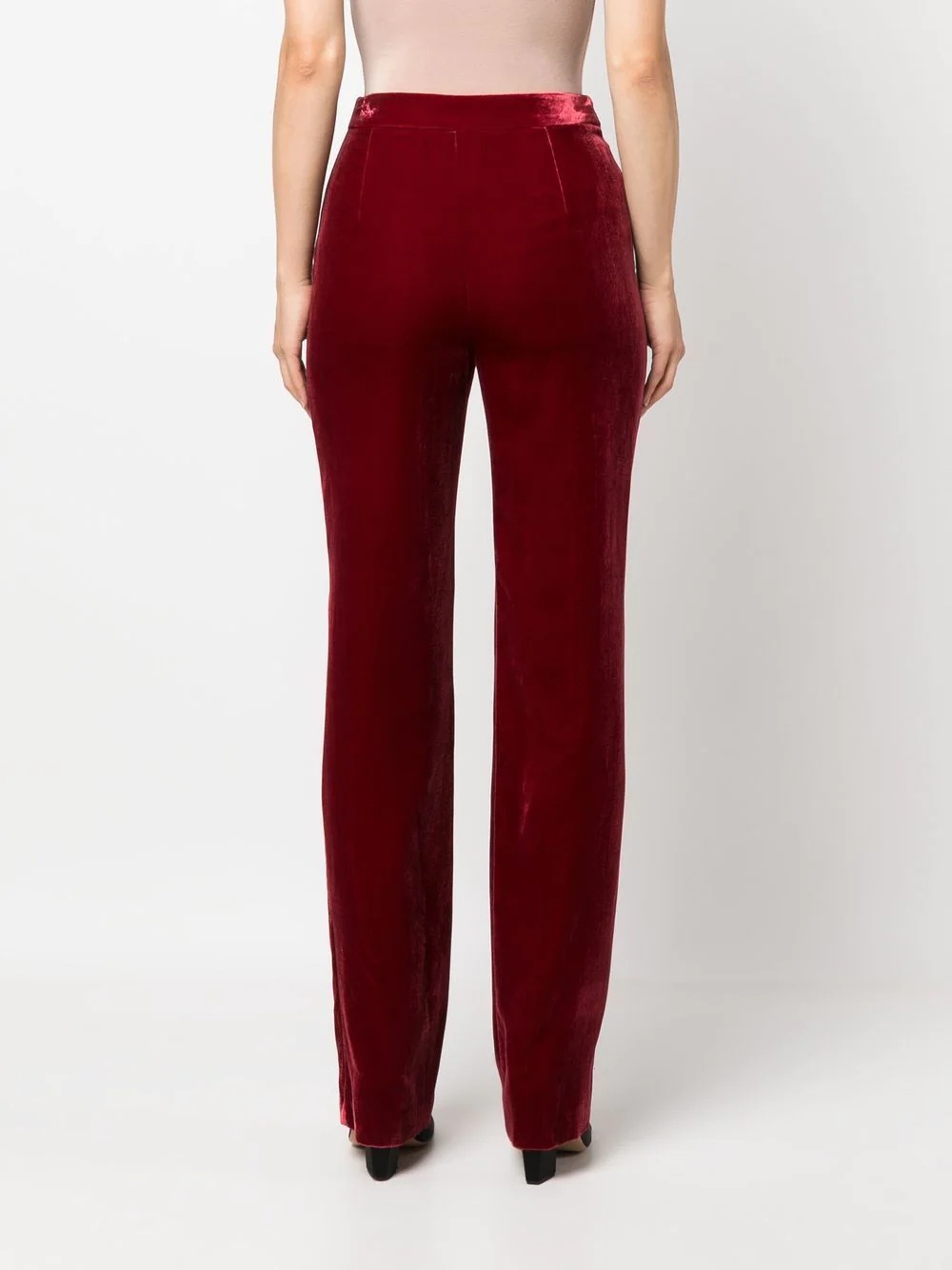 velvet high-waisted trousers - 4