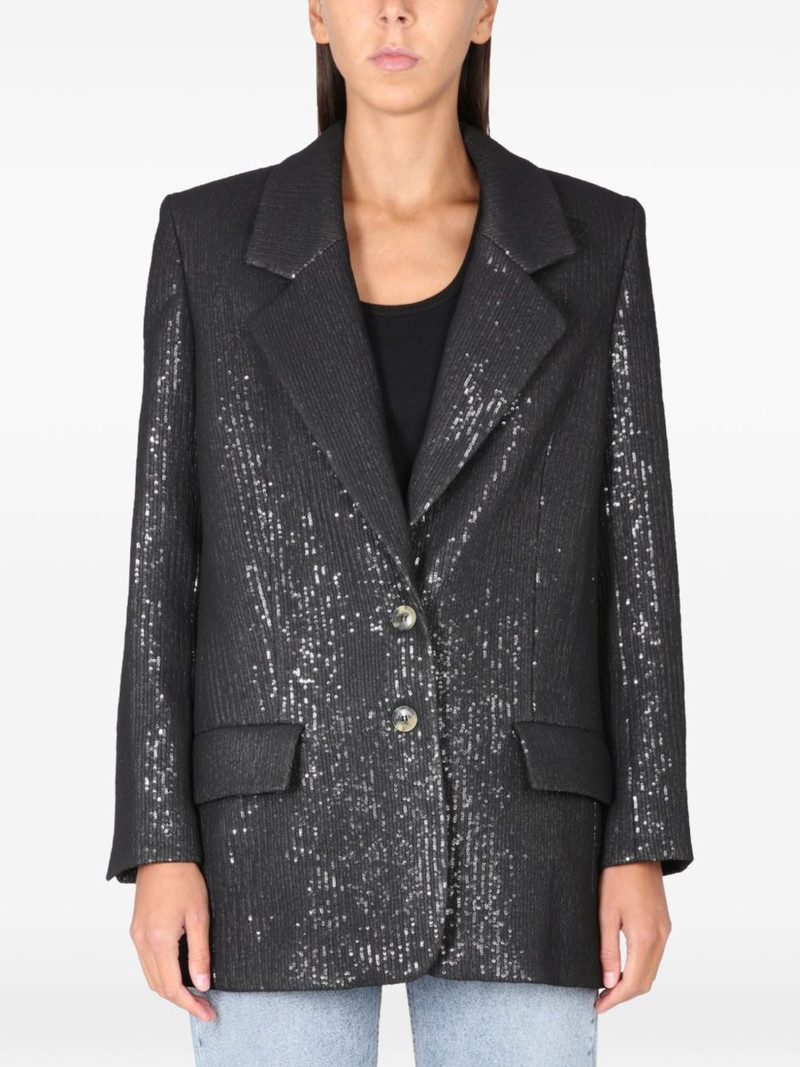 sequin-embellished single-breasted coat 1