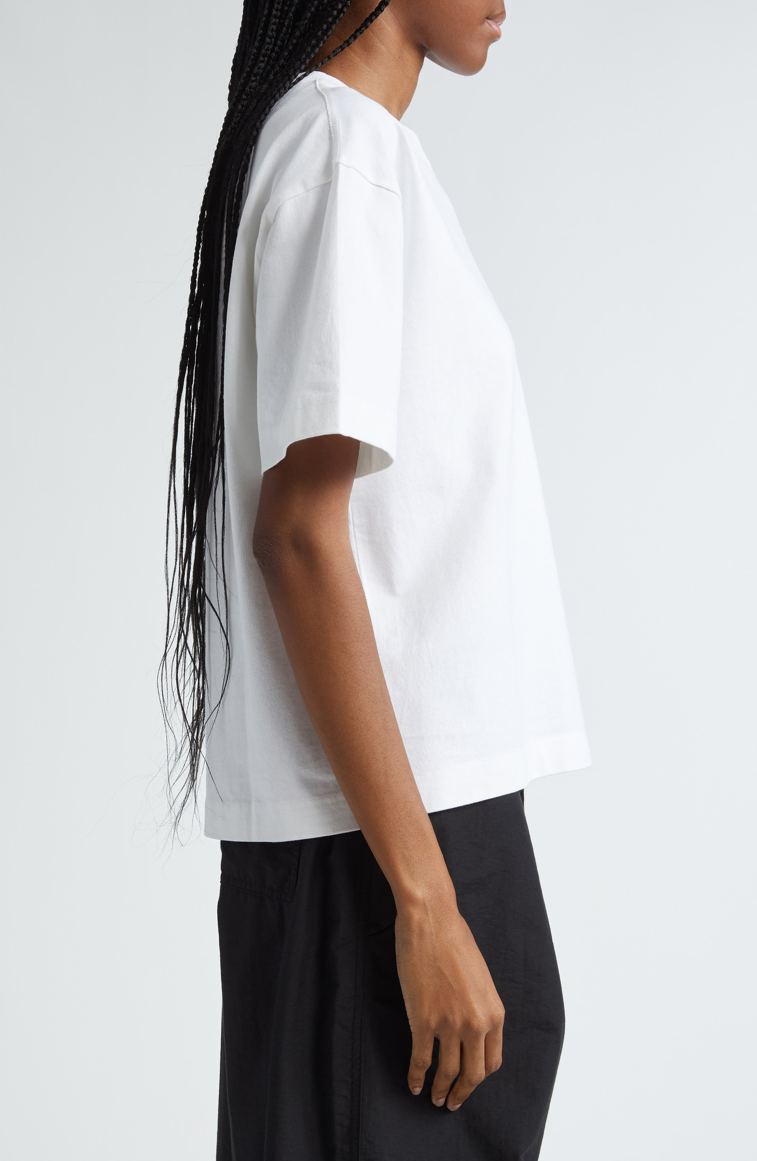 Acne Studios Edie U Stamp Logo Organic Cotton T-Shirt in Optic White at Nordstrom - 4