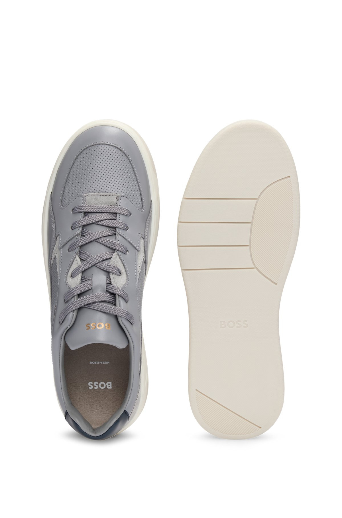 MIXED-LEATHER TRAINERS WITH LAYERED UPPER - 4