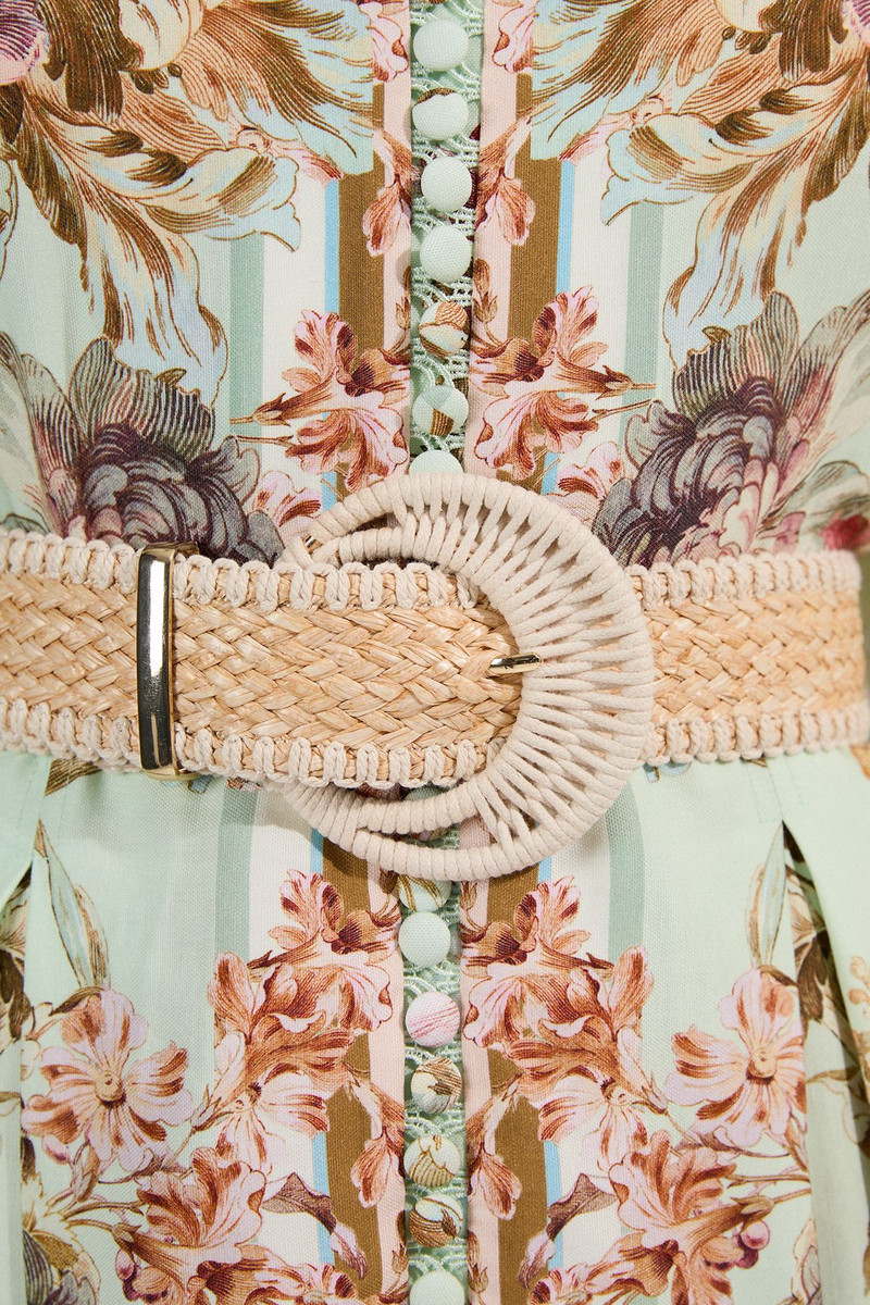 Floral Placed Embroidery Organdie Woven Midi Dress 3