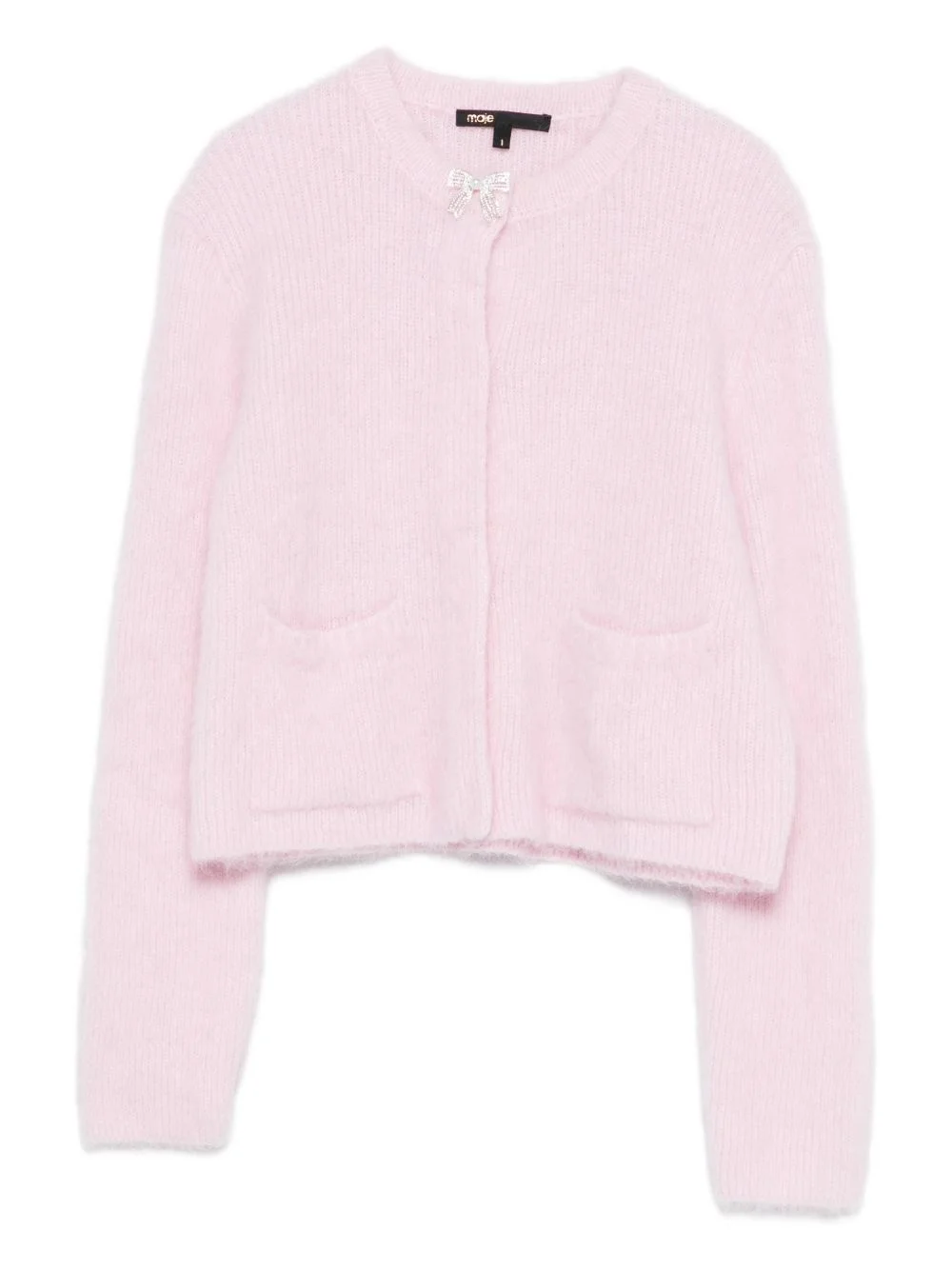 collar-embellished long-sleeve cardigan - 1