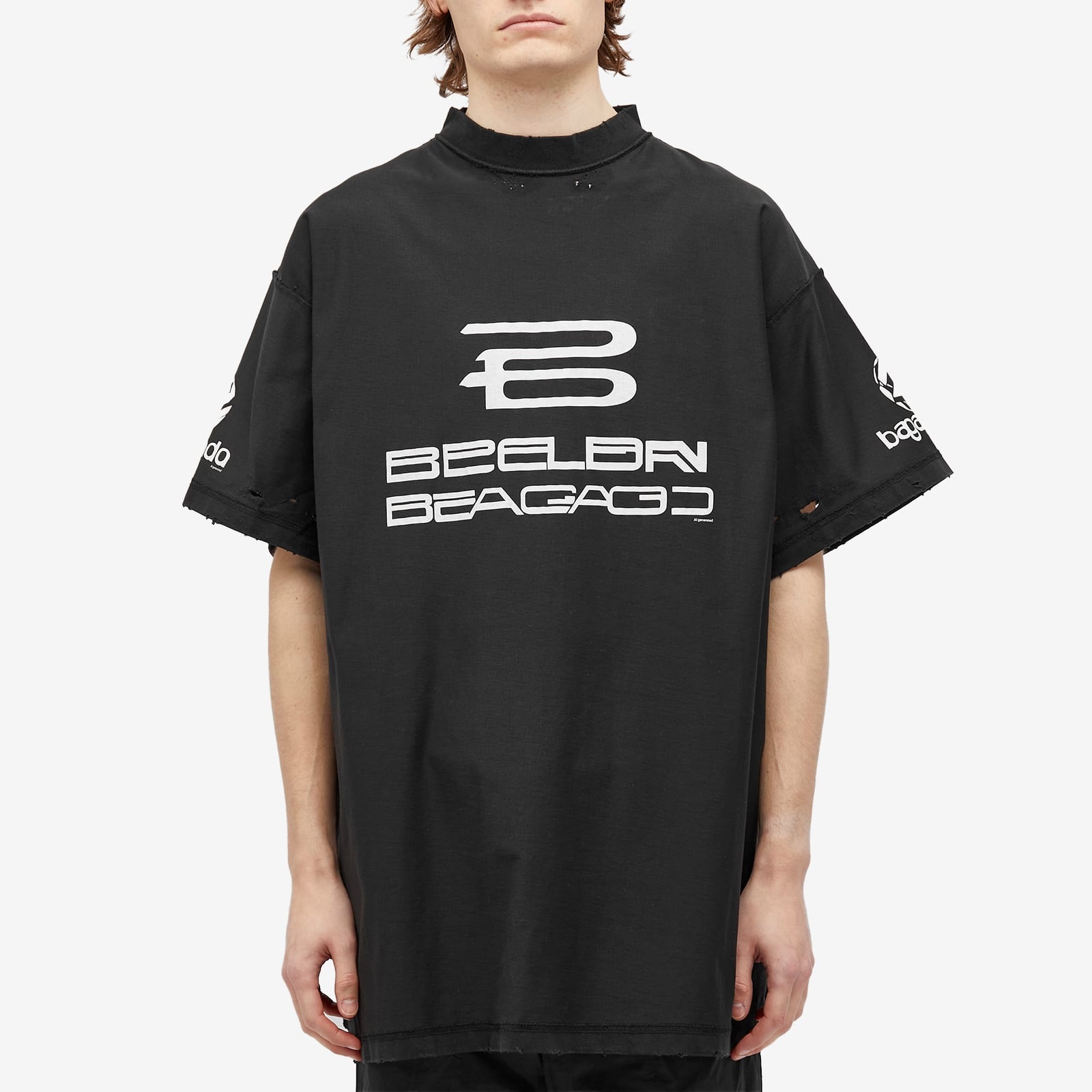 人気★関税込【BALENCIAGA】 AI LOGO INSIDE OUT T-SHIRT Balenciaga AI Logo Inside Out T-Shirt Faded Black & White
