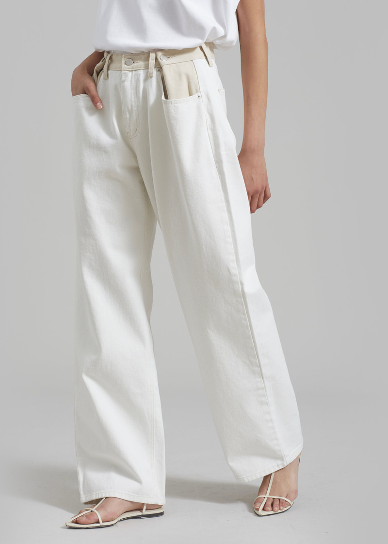 Hayla Contrast Denim Pants - Off White/Beige 6