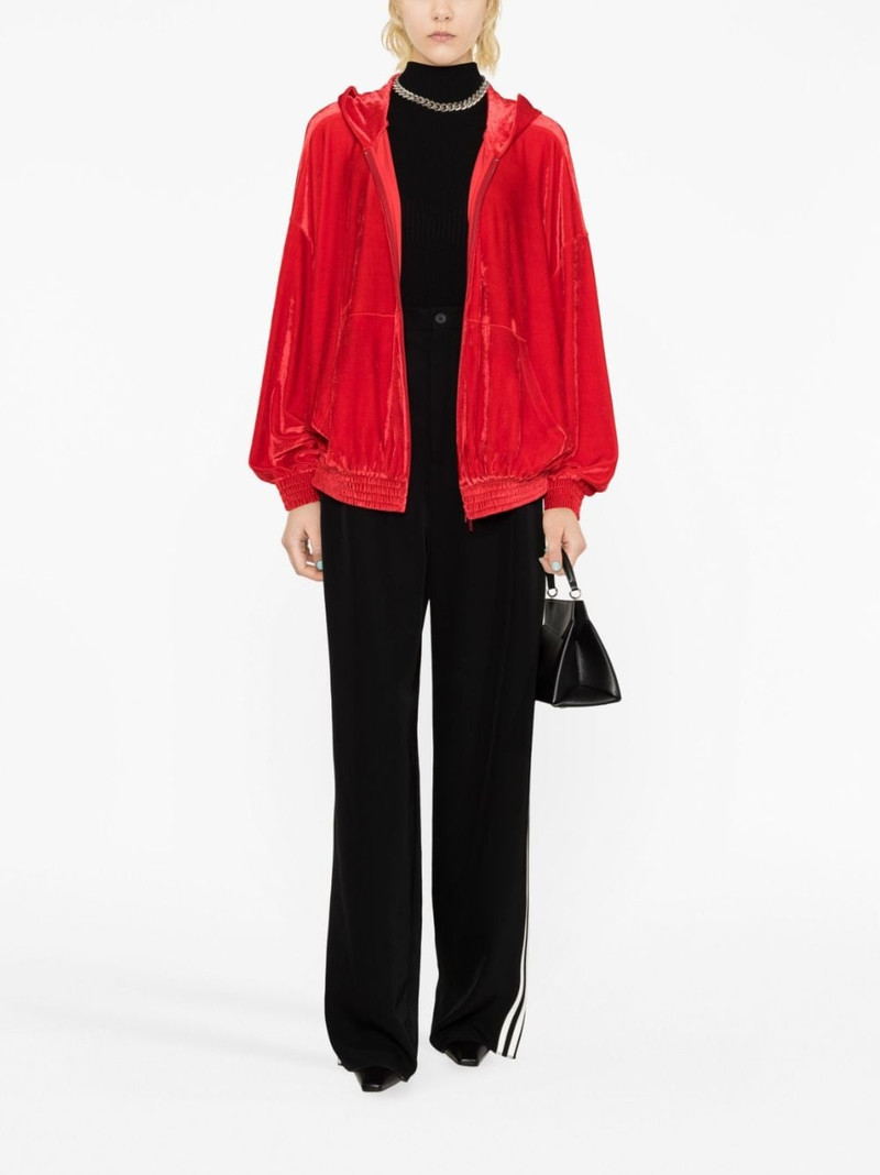 BALENCIAGA crystal-embellished velvet hoodie outlook