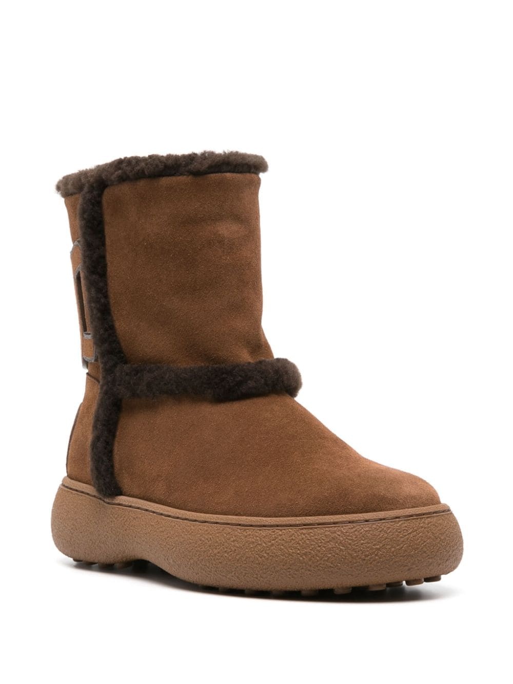 shearling-trim suede boots - 2