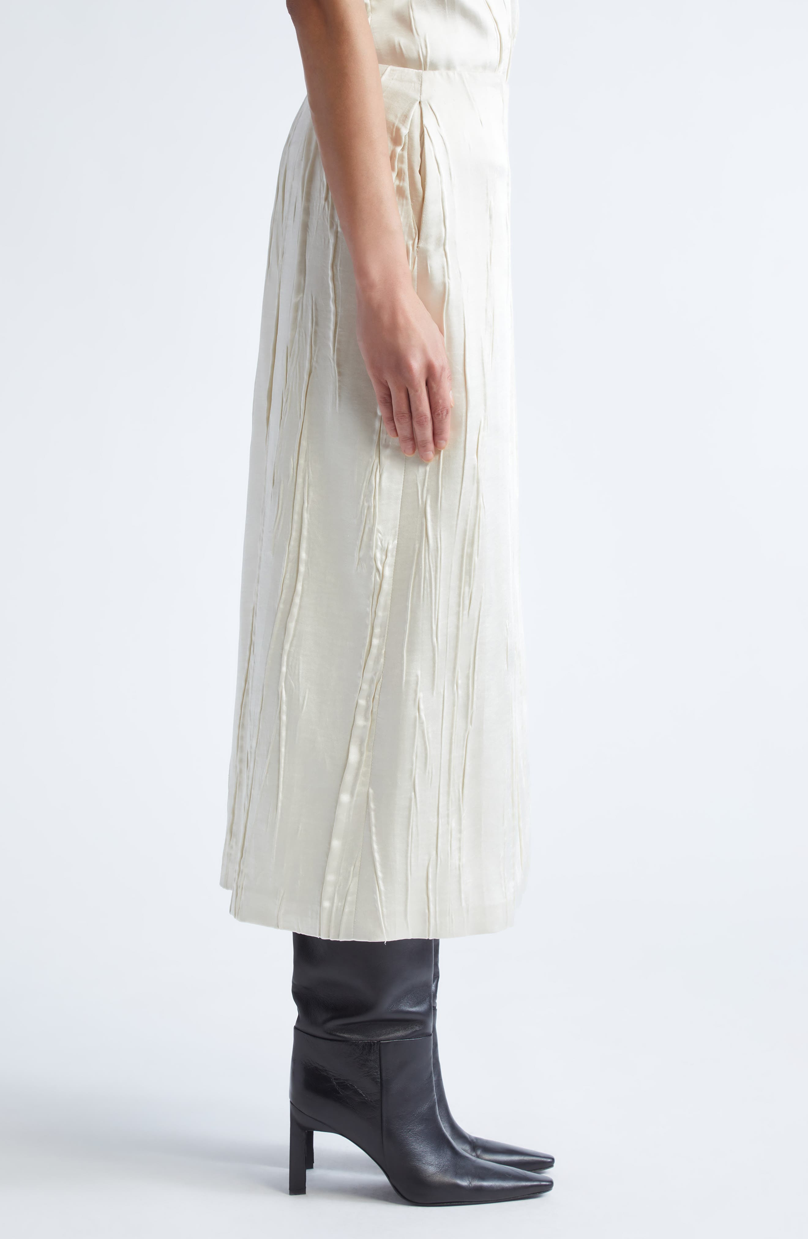 Brandon Maxwell The Tierney Satin Midi Skirt in Ivory at Nordstrom - 4