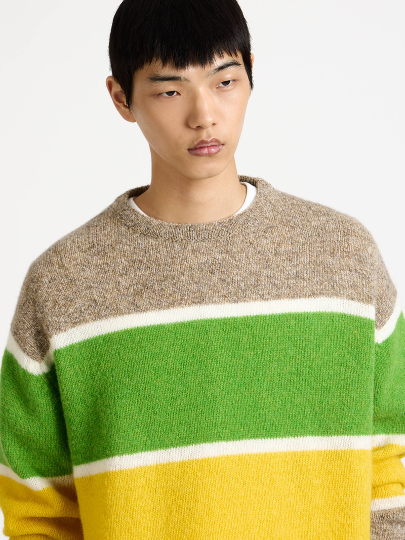 CONTRAST STRIPED CREW NECK JUMPER IN BEIGE MELANGE 7