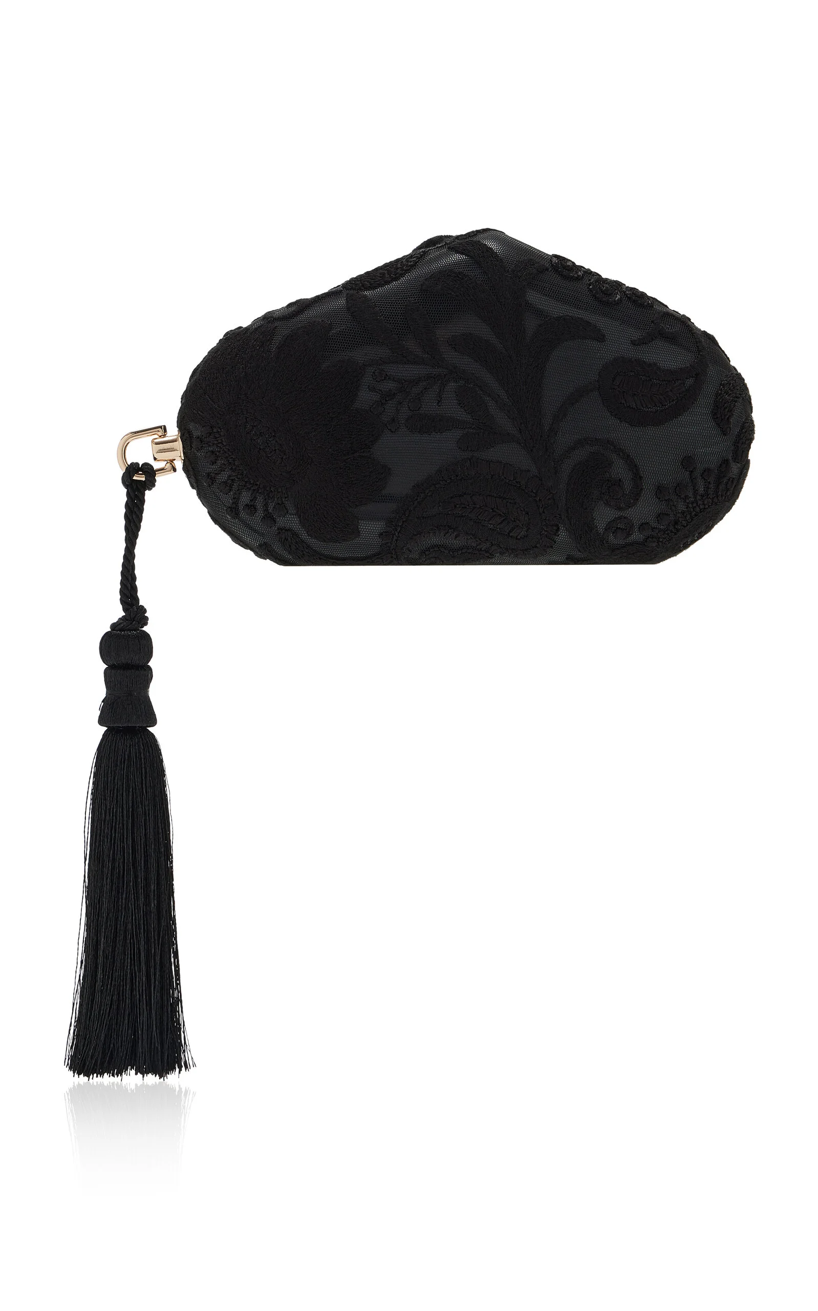 Exclusive La Isla Marlies Lace-Trimmed Wooden Clutch black - 1