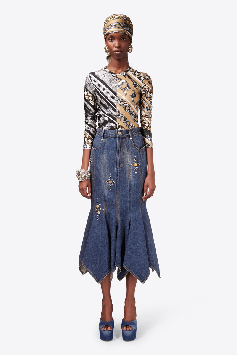 CRYSTAL BUTTON STUDDED HANDKERCHIEF SKIRT 3