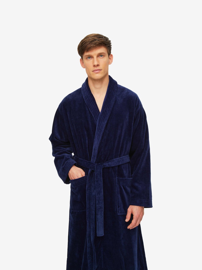 Men's Bathrobe Triton 10 Terry Cotton Navy - 4