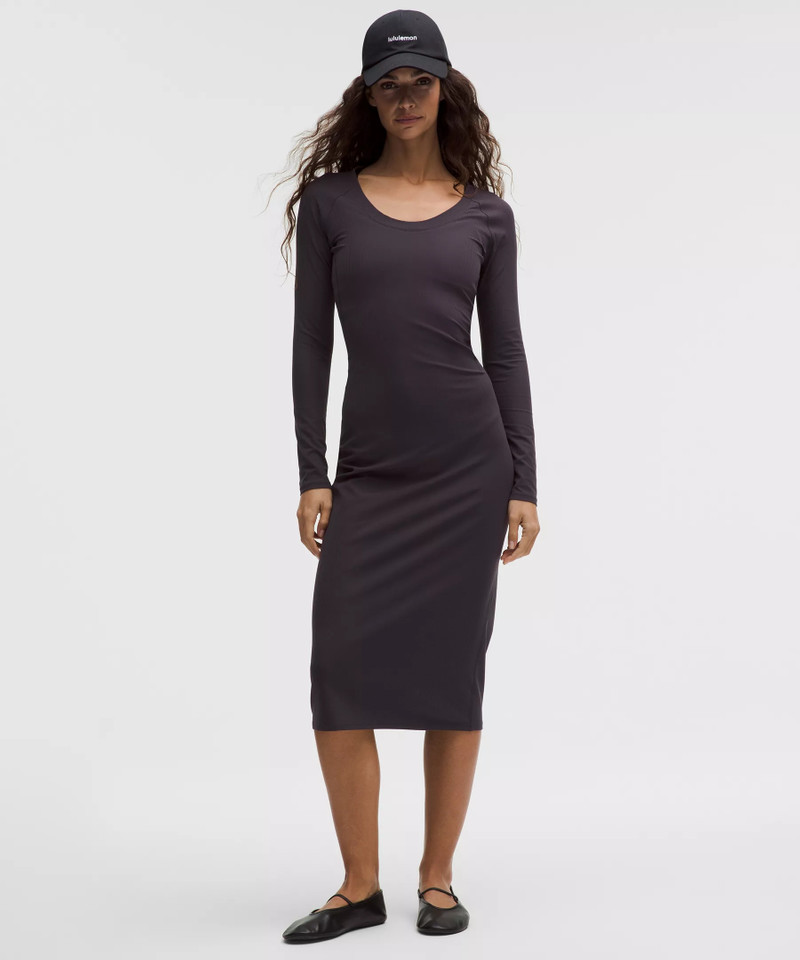 All Aligned Ribbed Long-Sleeve Midi Dress 1