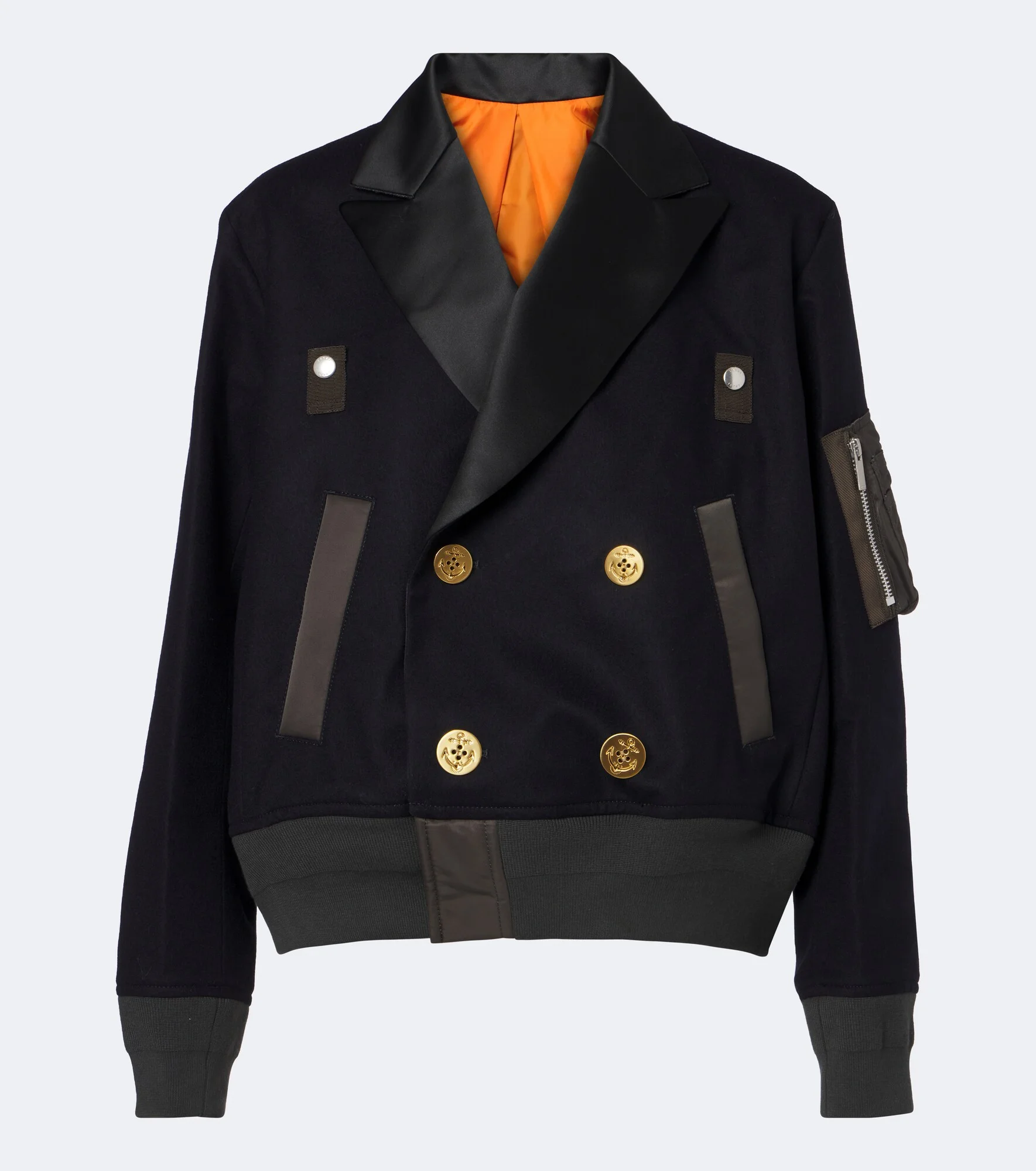 Paneled wool flannel and twill jacket - 1