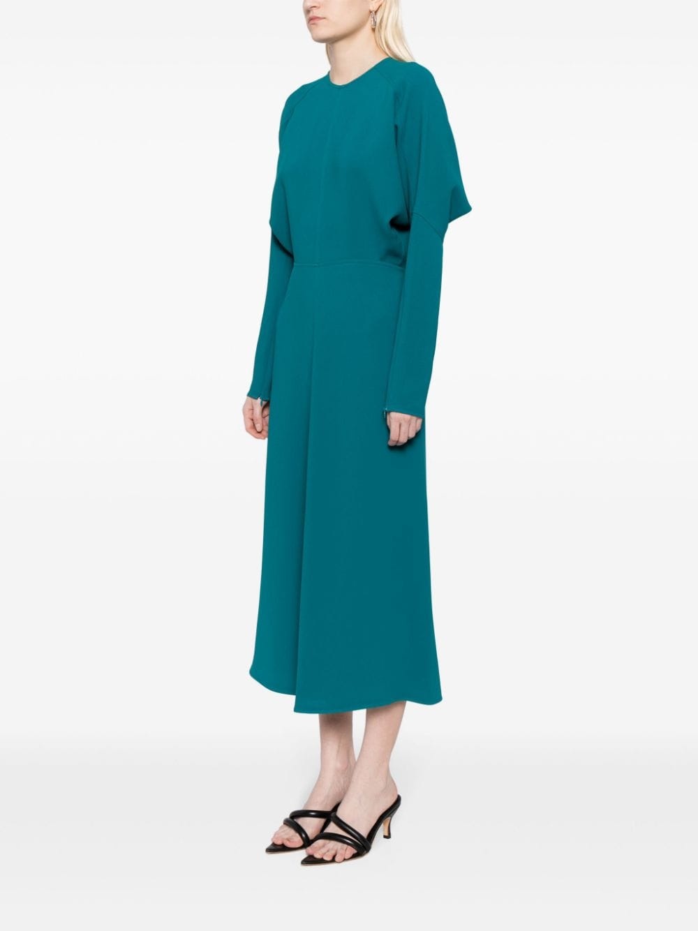 dolman-sleeves draped midi dress - 3