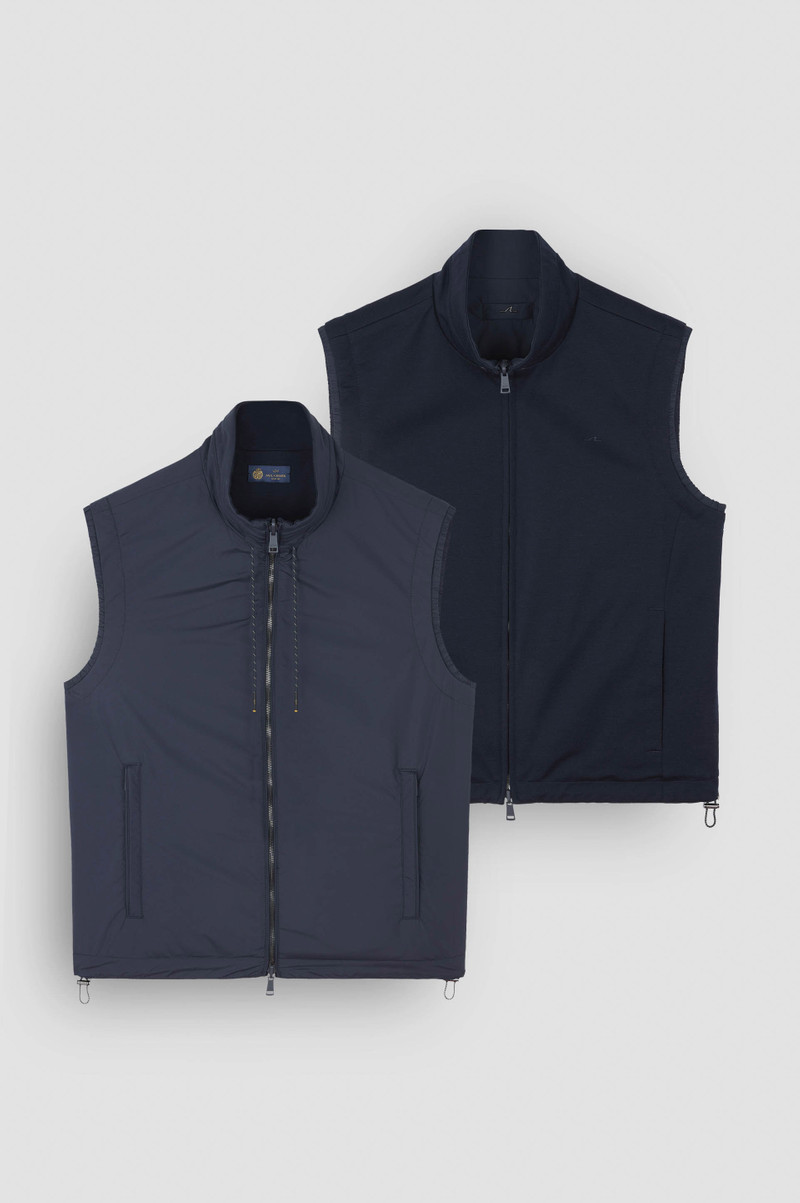 REVERSIBLE GILET IN WOOL, SILK, AND MICROFIBER 1