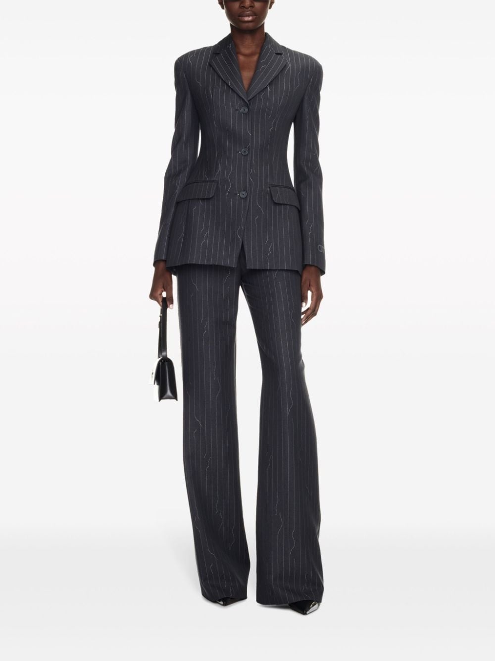 pinstripe-pattern virgin wool-blend trousers - 2