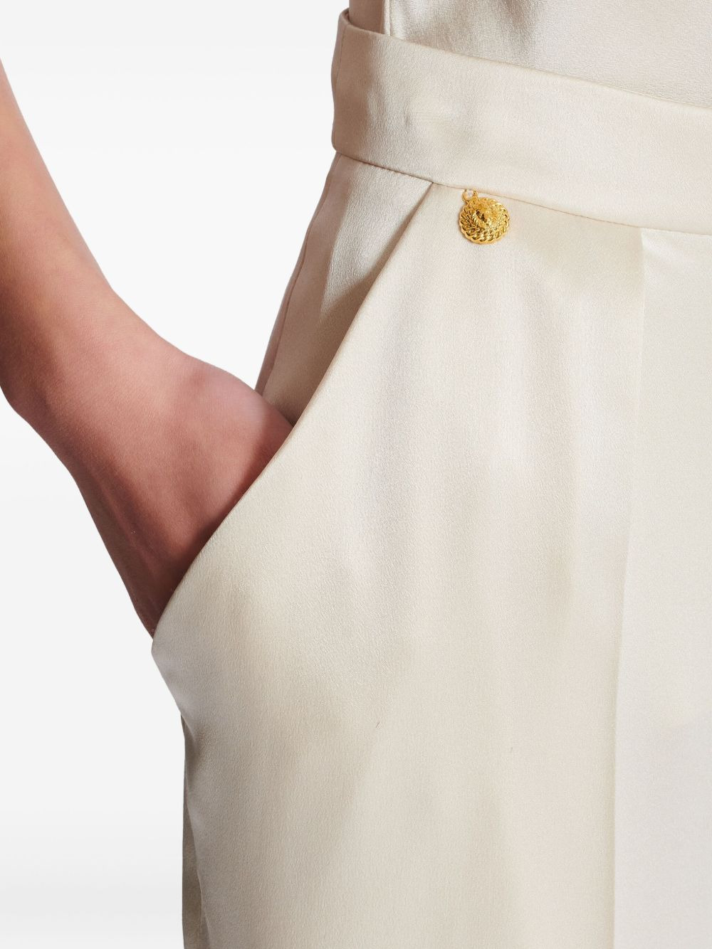 high-waisted silk trousers - 7
