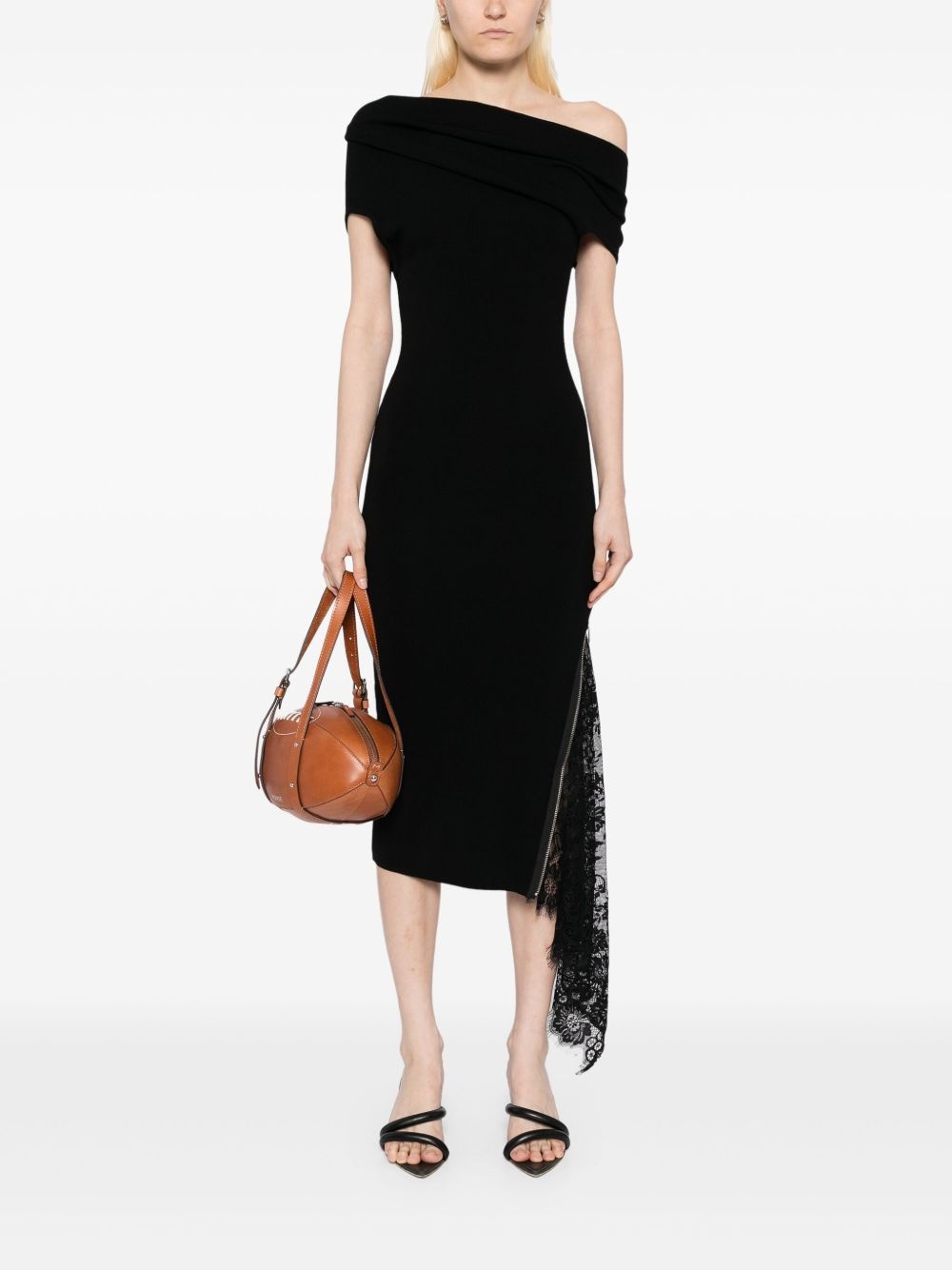 lace-insert knitted dress - 2