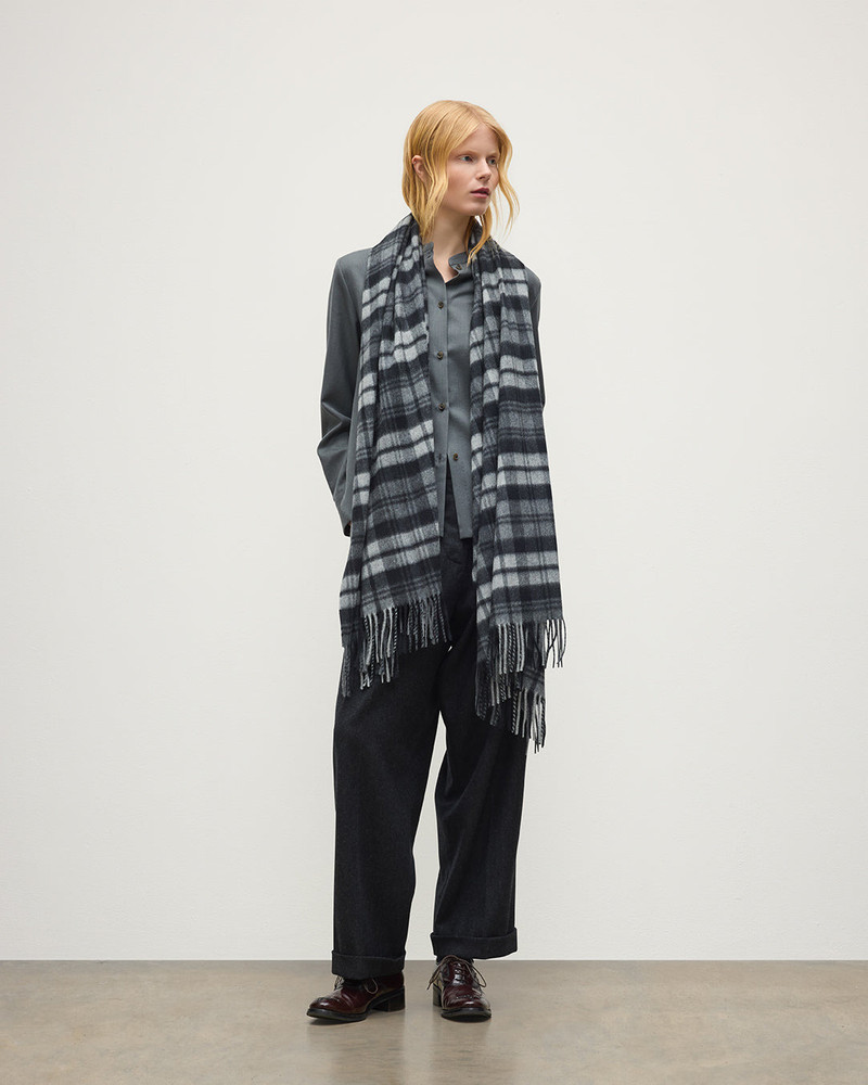 Wide Grey Dress Stewart Tartan Cashmere Scarf 3